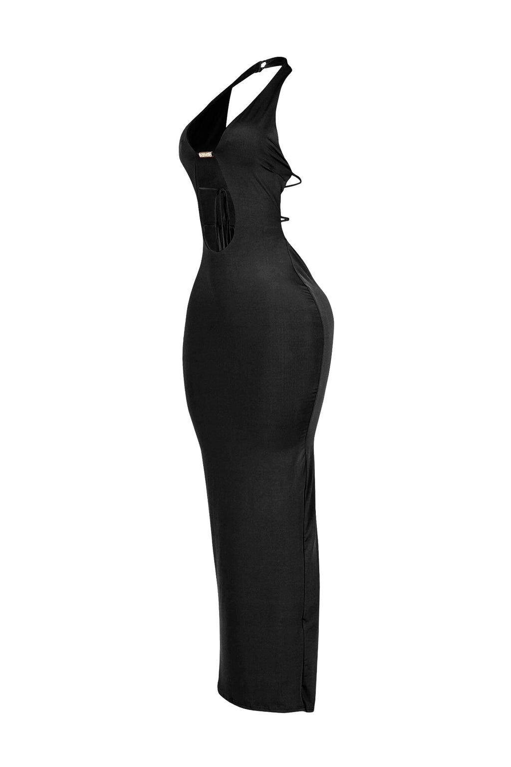 Backburn Cut Out Halter Midi Dress