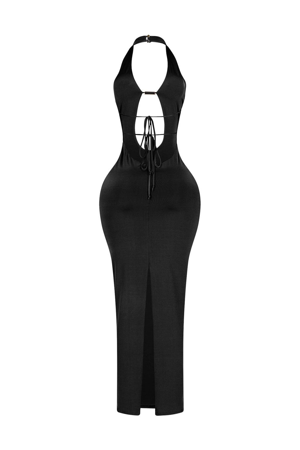 Backburn Cut Out Halter Midi Dress