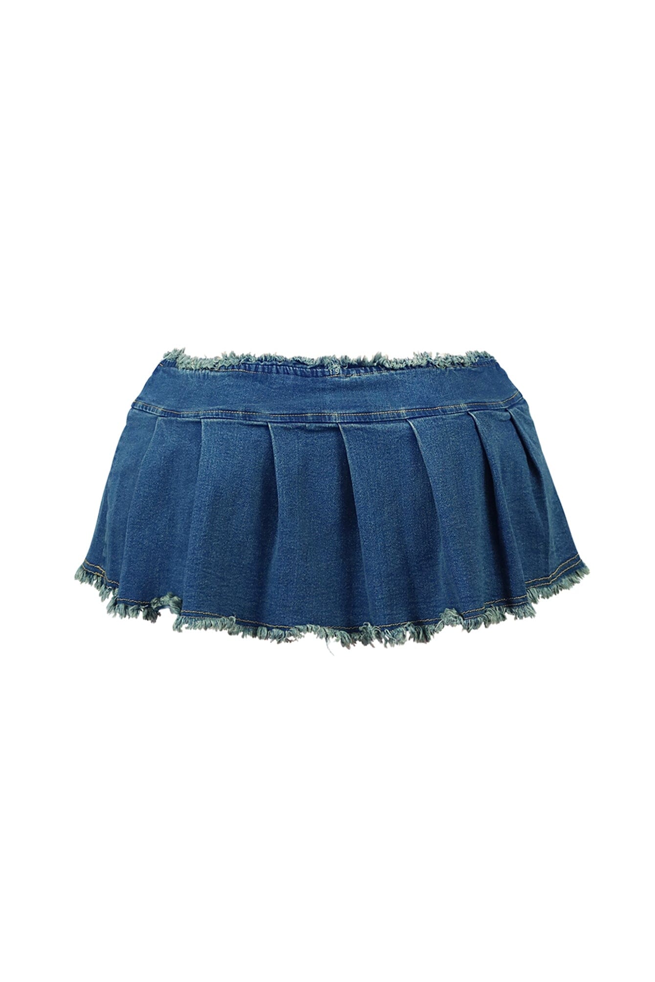 Margot Low Rise Pleated Denim Micro Skirt