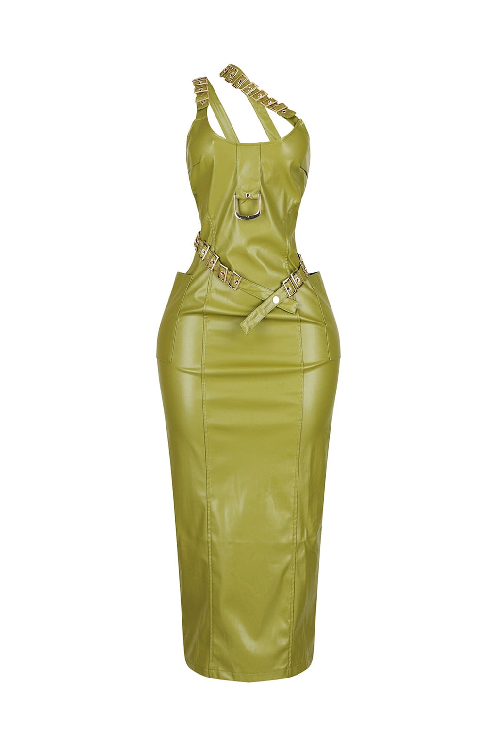 Seoul PU Buckle Maxi Dress