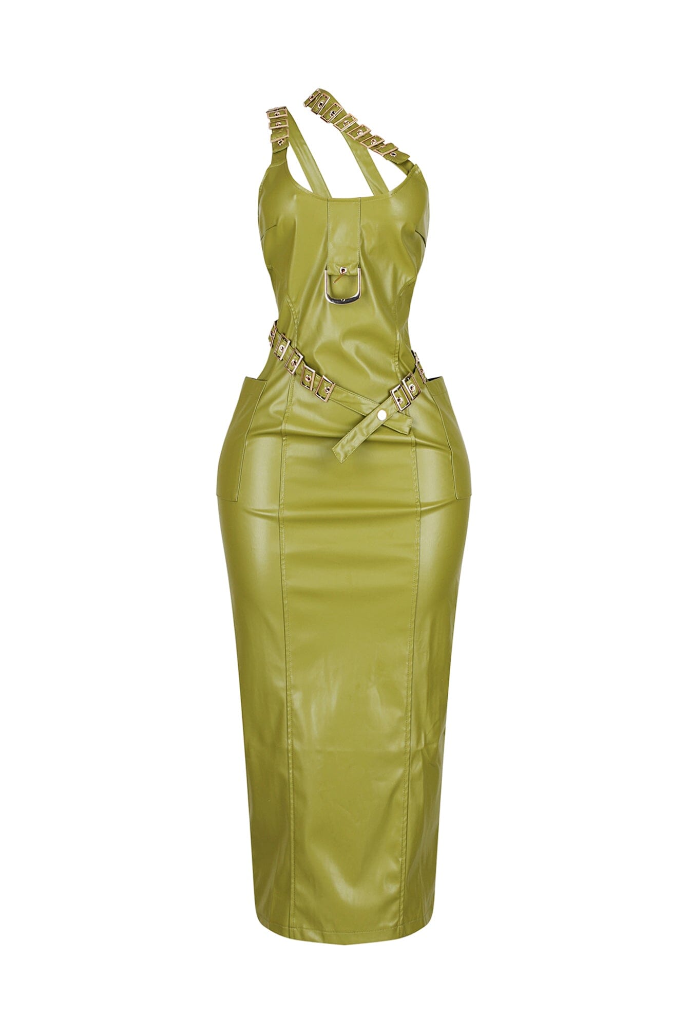 Seoul PU Buckle Maxi Dress