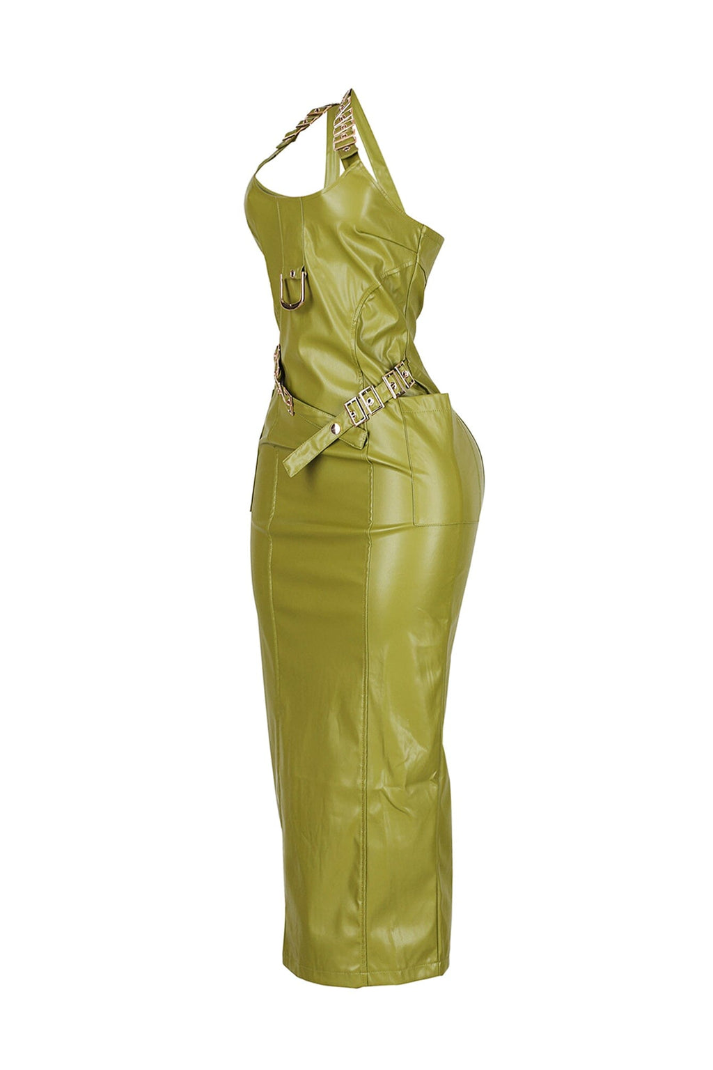 Seoul PU Buckle Maxi Dress