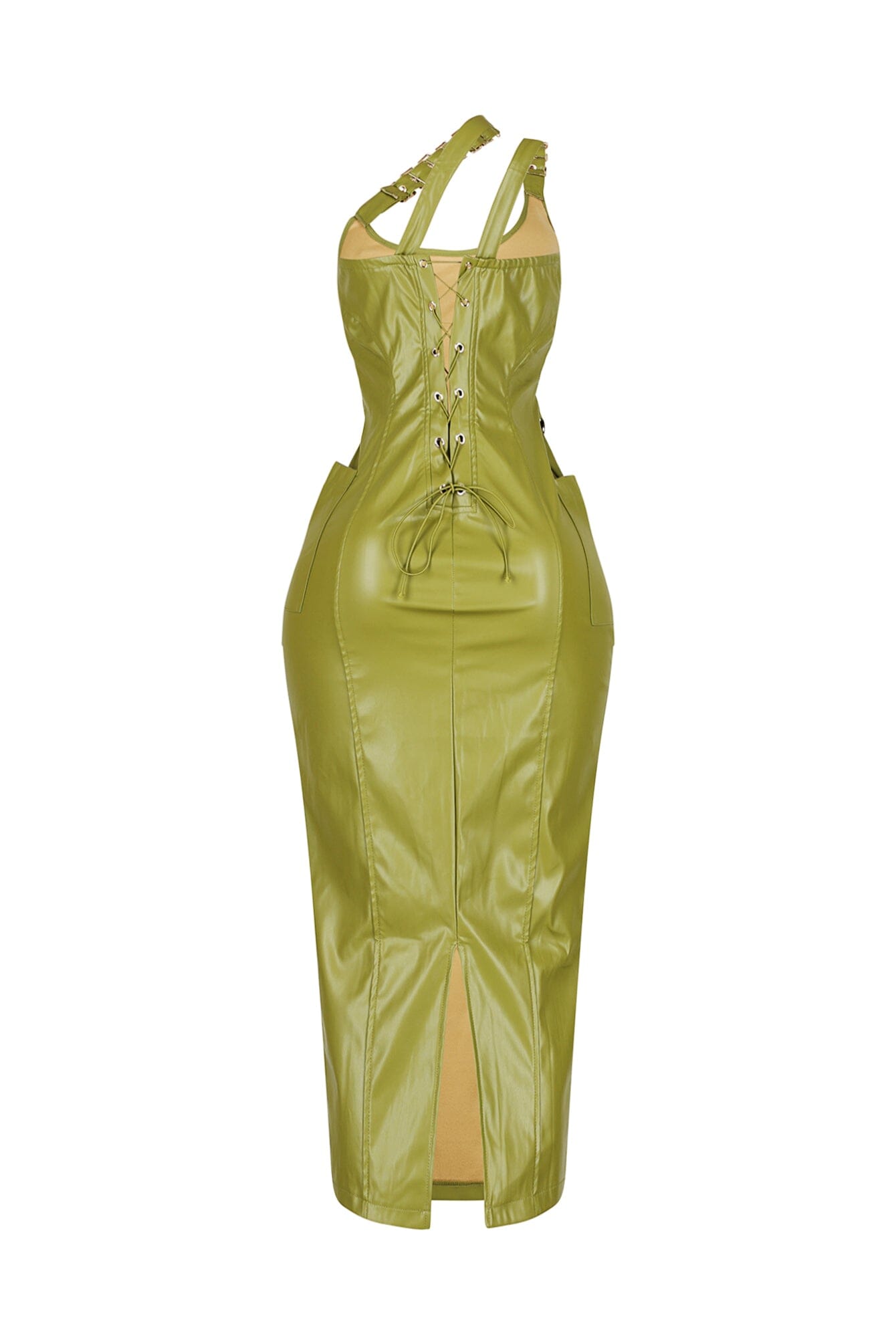 Seoul PU Buckle Maxi Dress