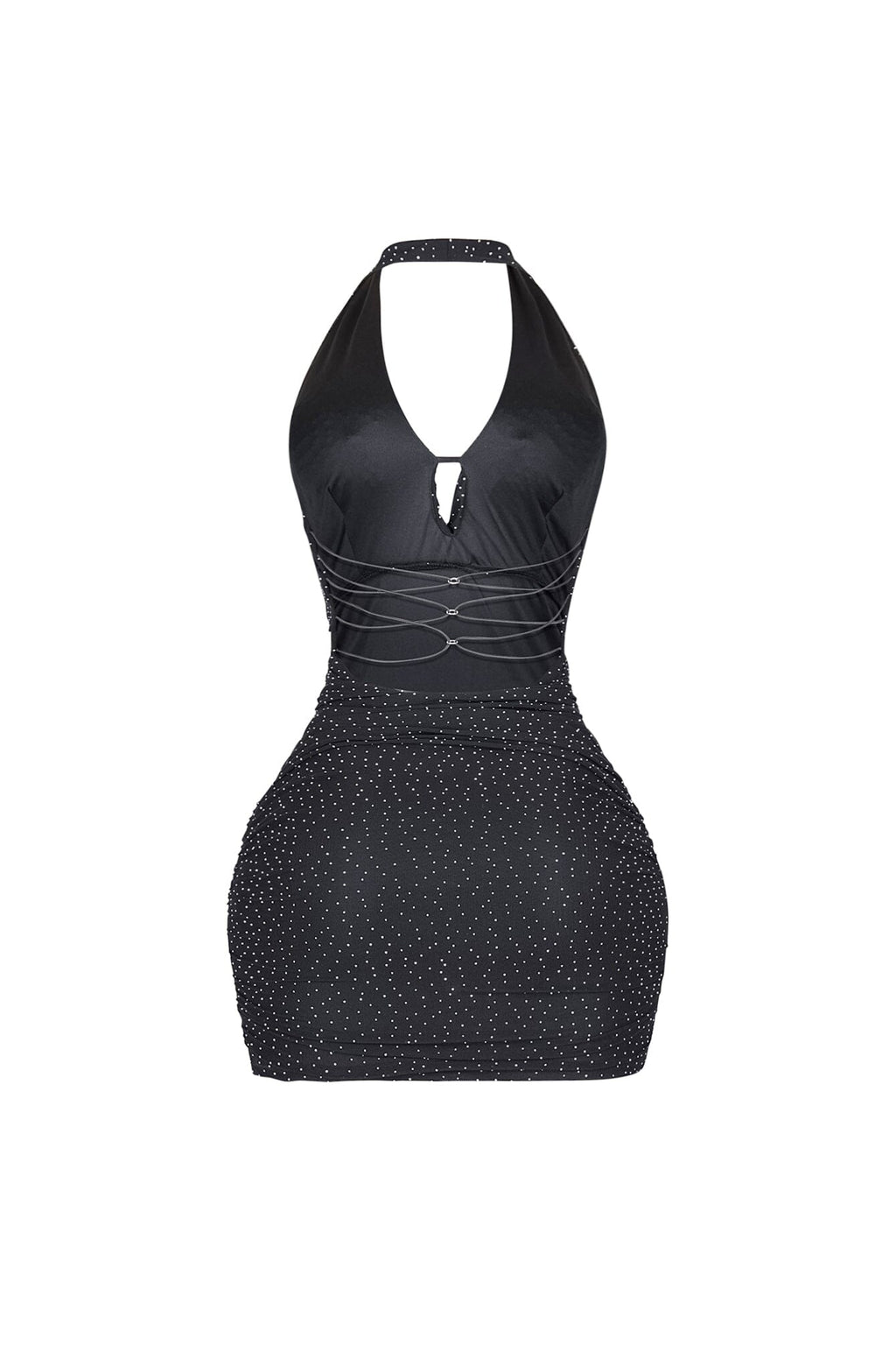 Crystelle Rhinestone Mesh Mini Dress