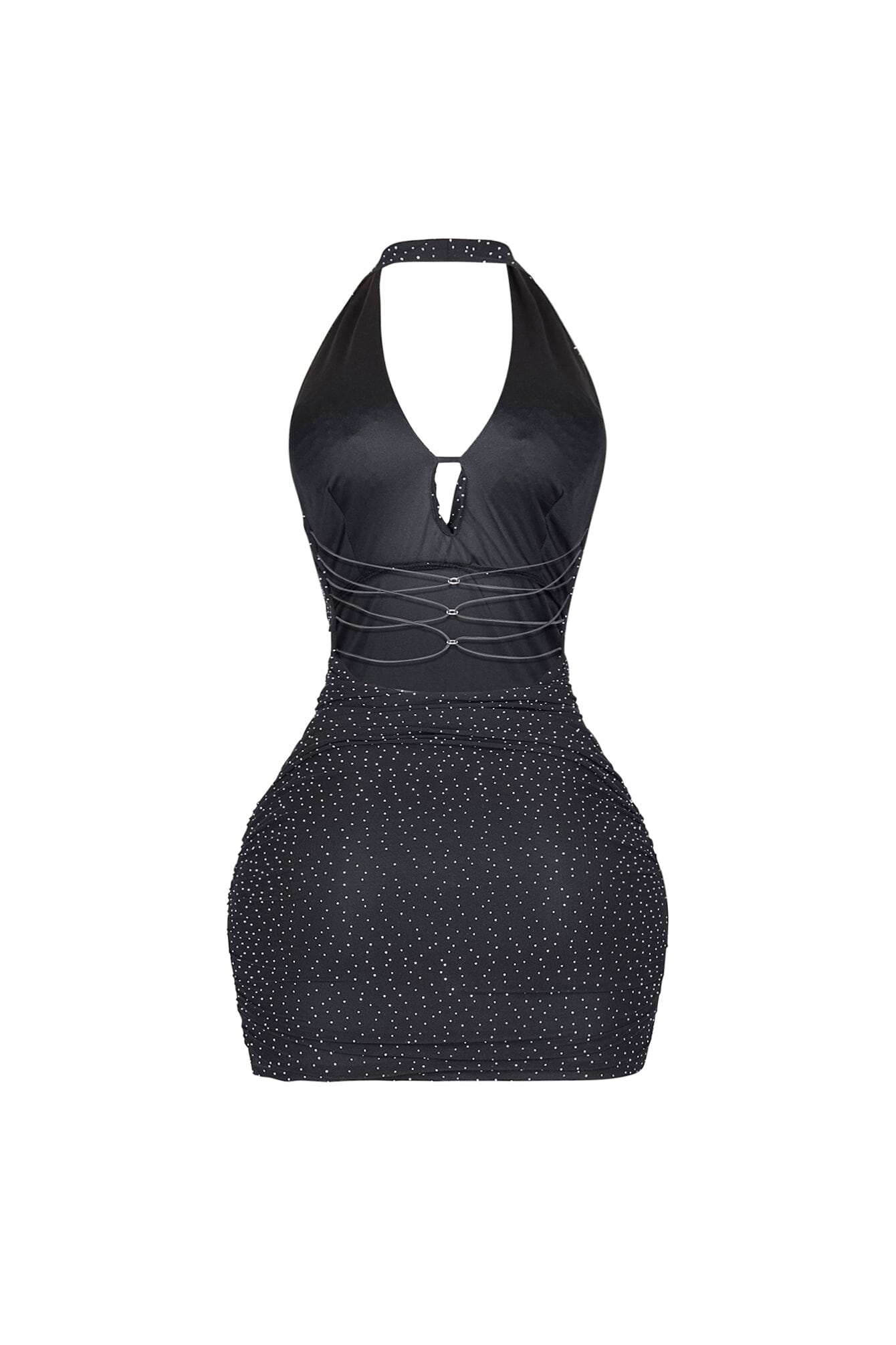 Crystelle Rhinestone Mesh Mini Dress