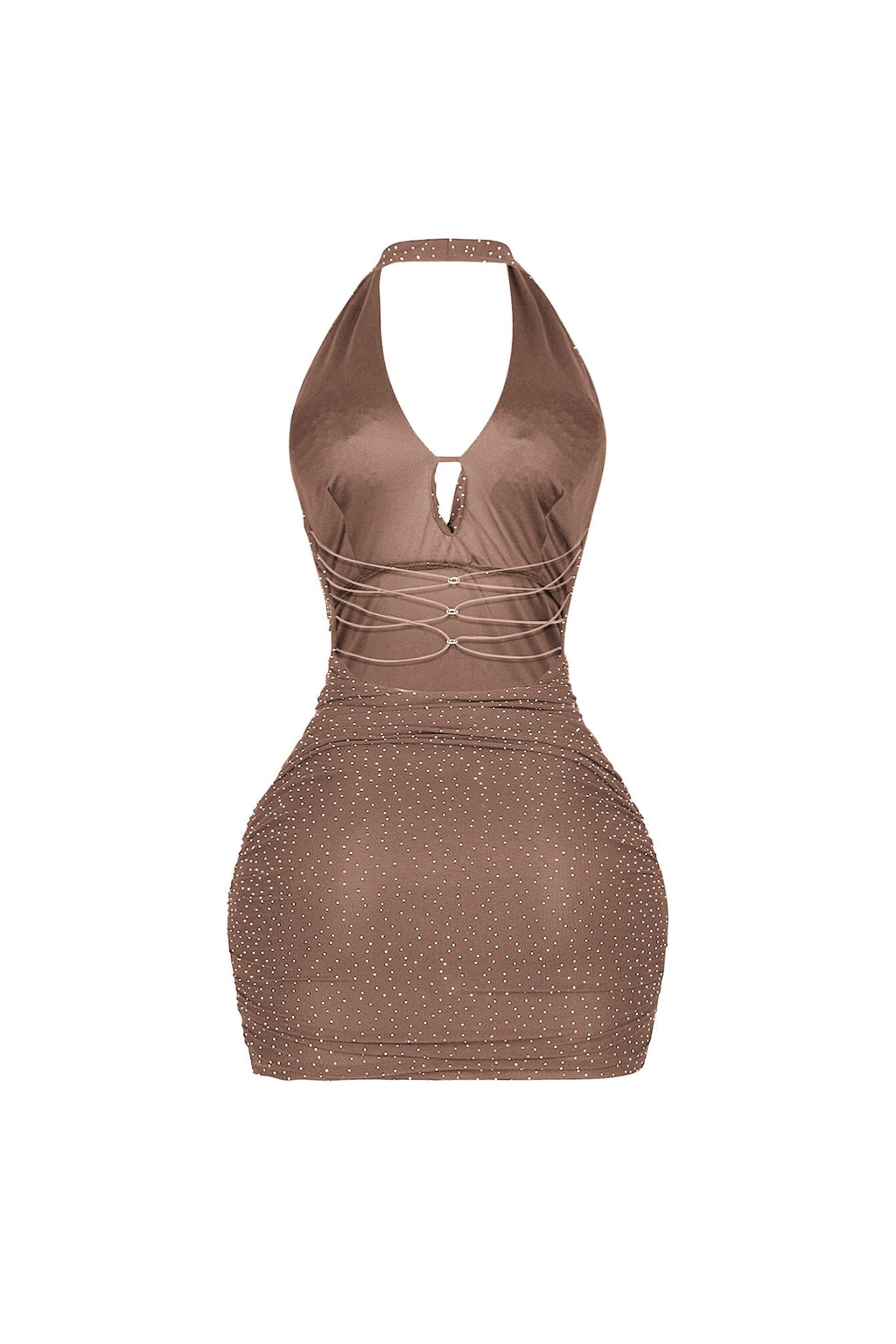 Crystelle Rhinestone Mesh Mini Dress