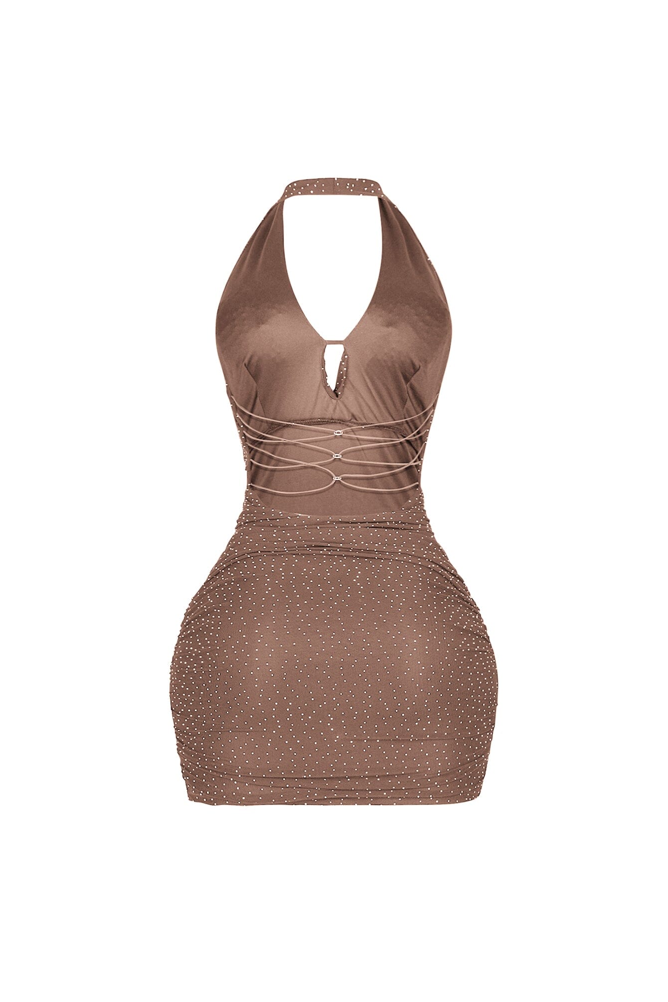 Crystelle Rhinestone Mesh Mini Dress