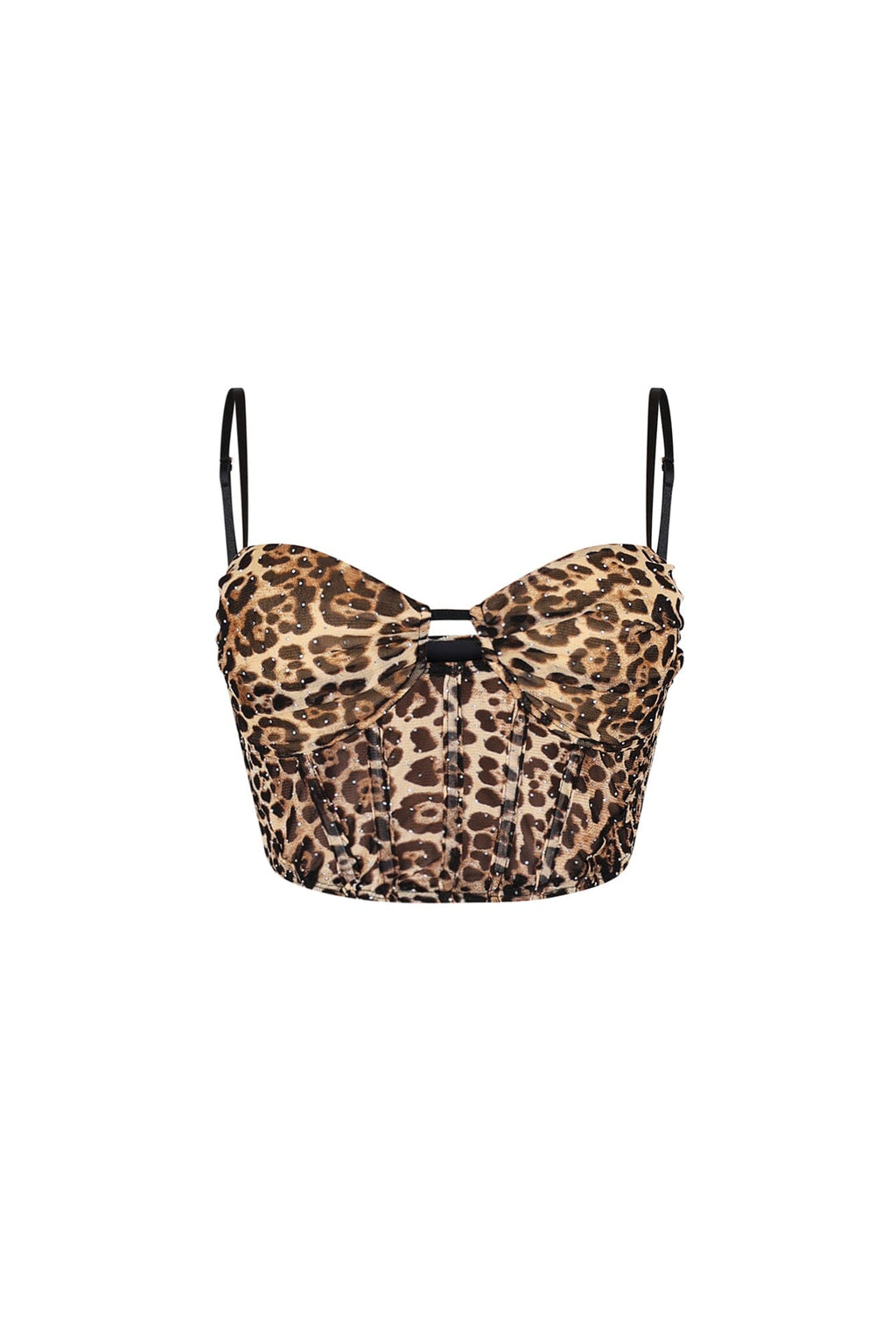 Leopard Jewel Stud Crop Top