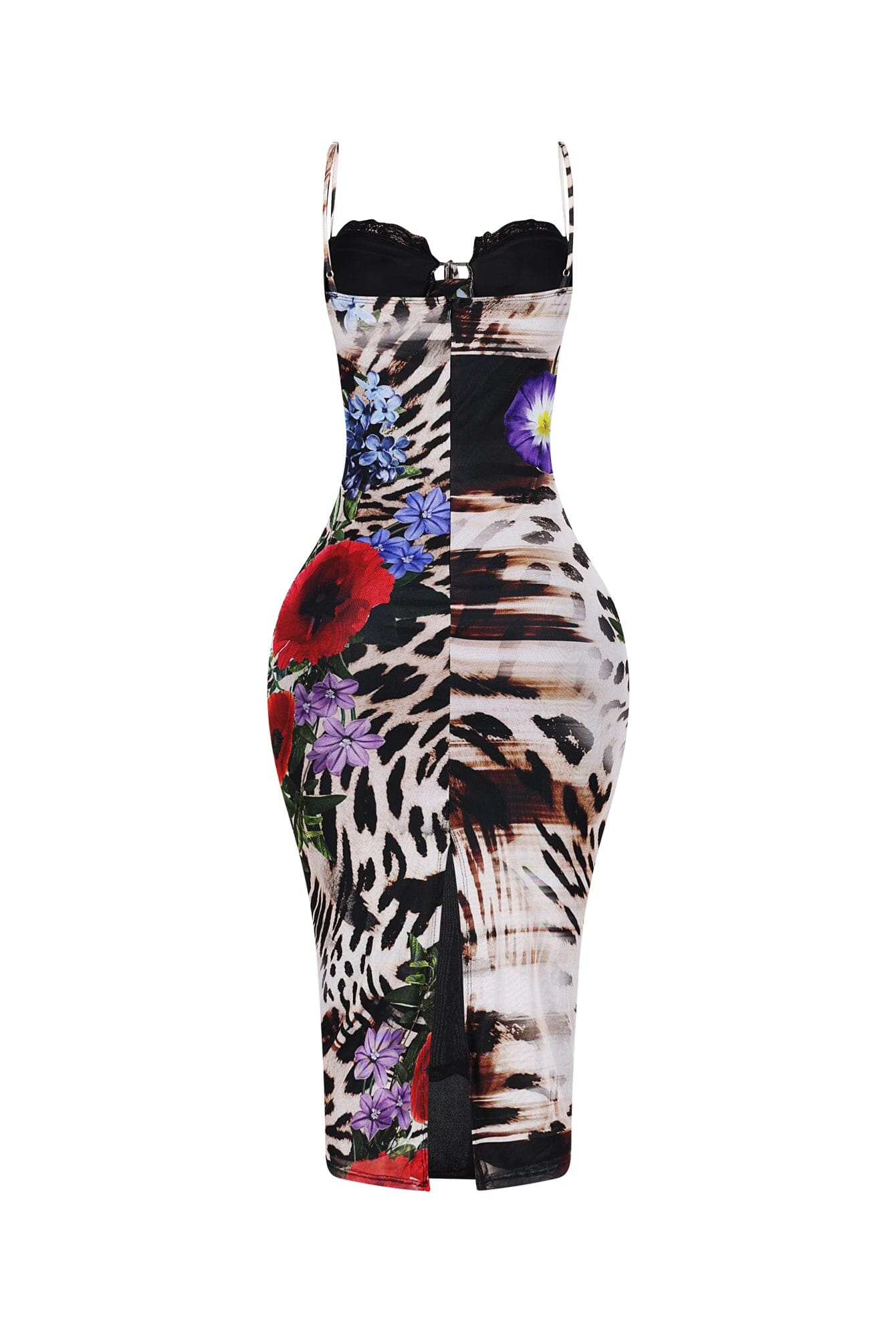 Kiran Leopard Flower Print Midi Dress