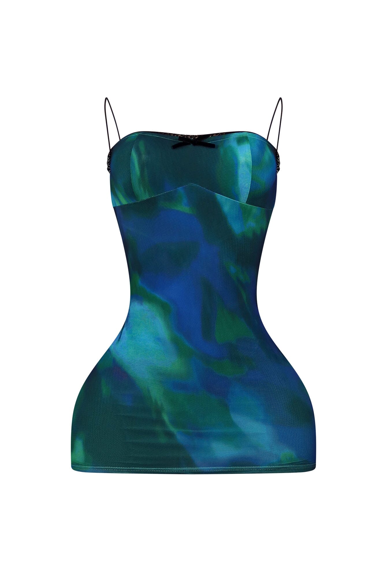 Eloise Print Mesh Lace Trim Mini Dress