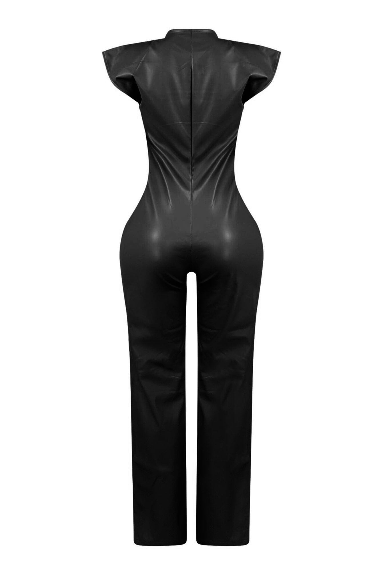 Kaiya PU Button Down Jumpsuit