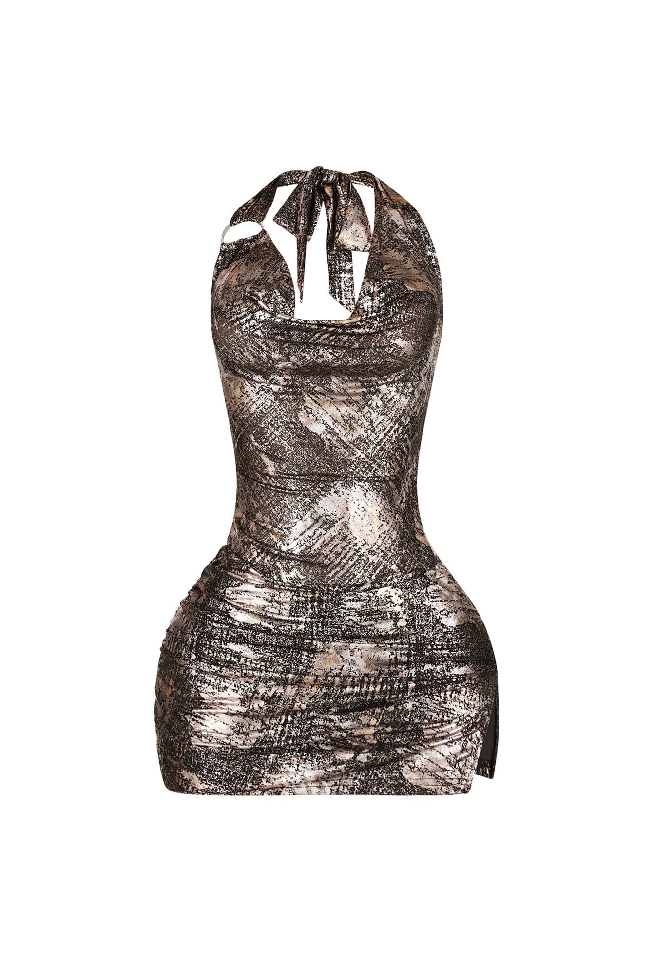 Eclipse Foil Halter Mini Dress