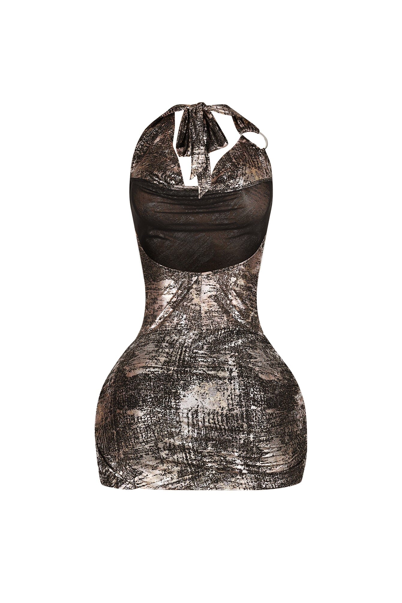 Eclipse Foil Halter Mini Dress