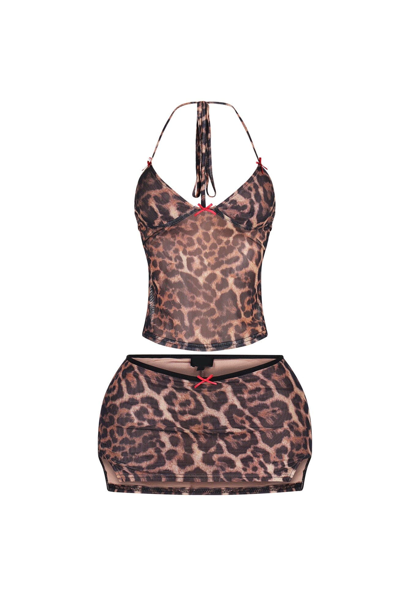 Desea Leopard Mesh Top & Skirt SET