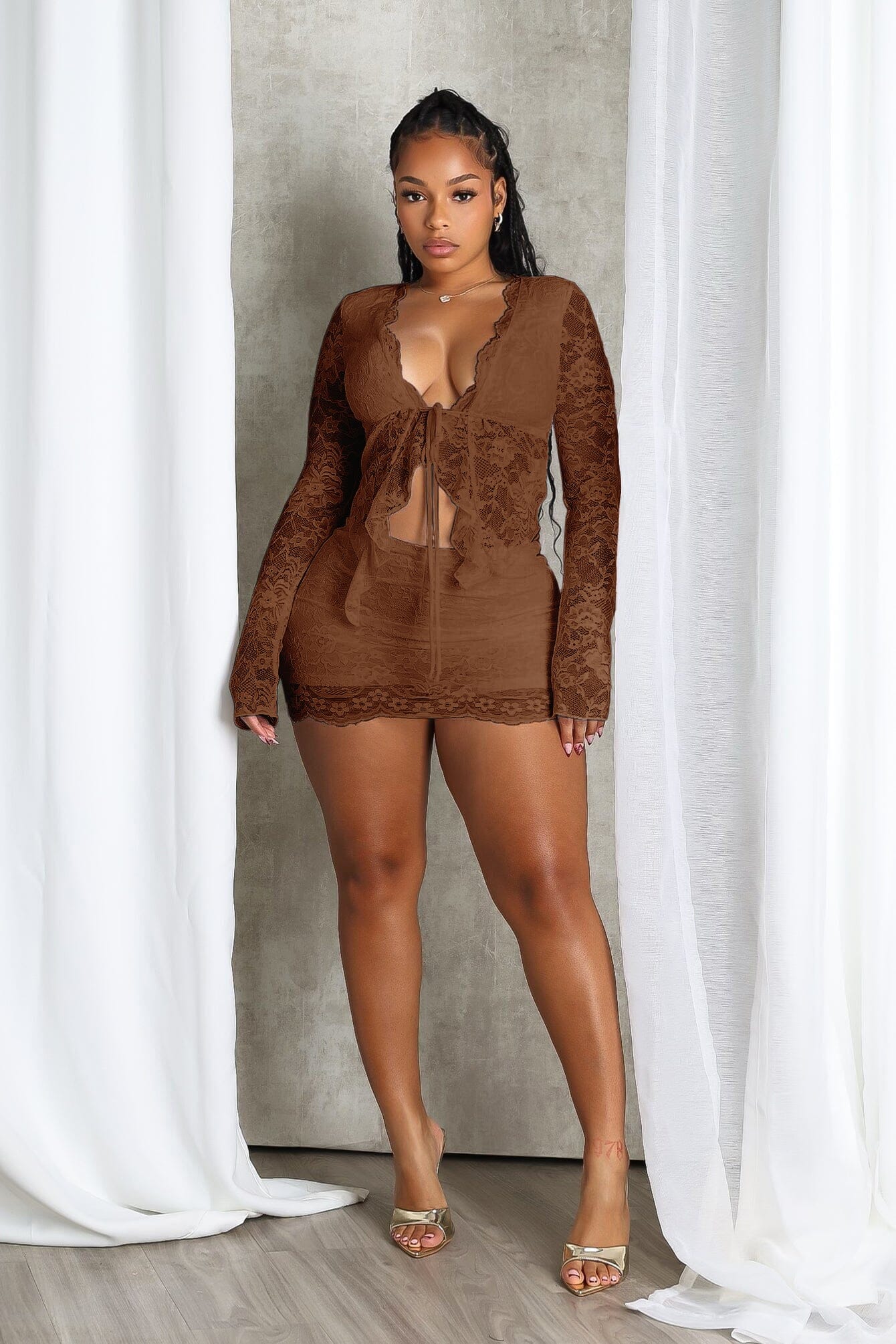 Elarose Lace Top & Skirt SET