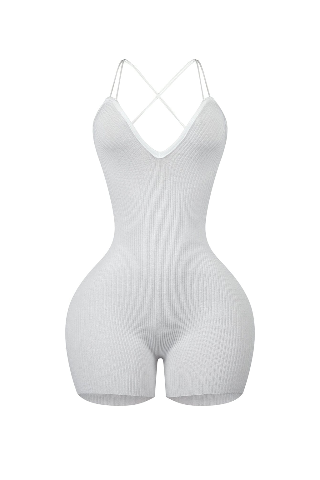 Marvin Double Straps Lace Up Knit Romper