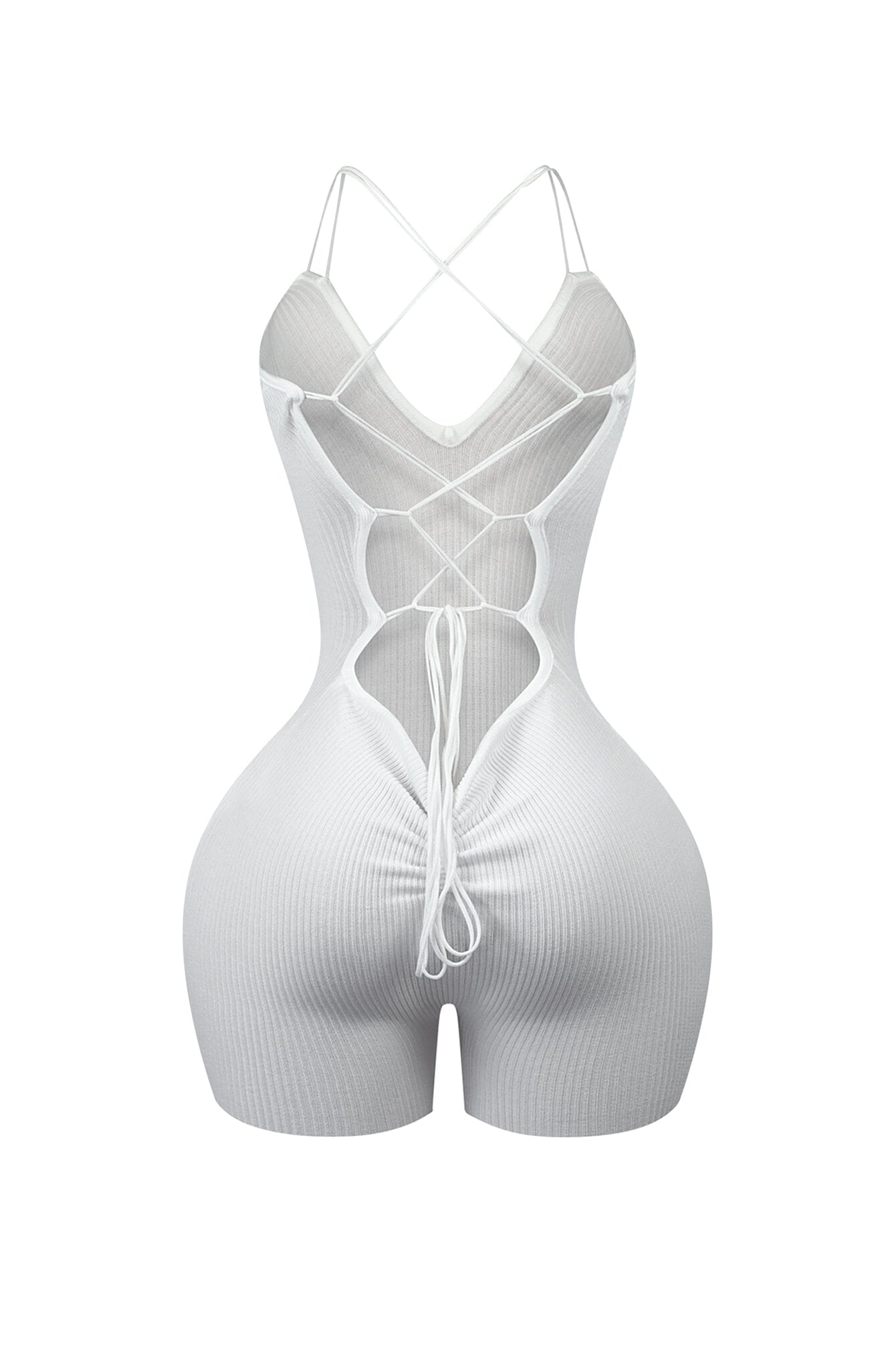 Marvin Double Straps Lace Up Knit Romper