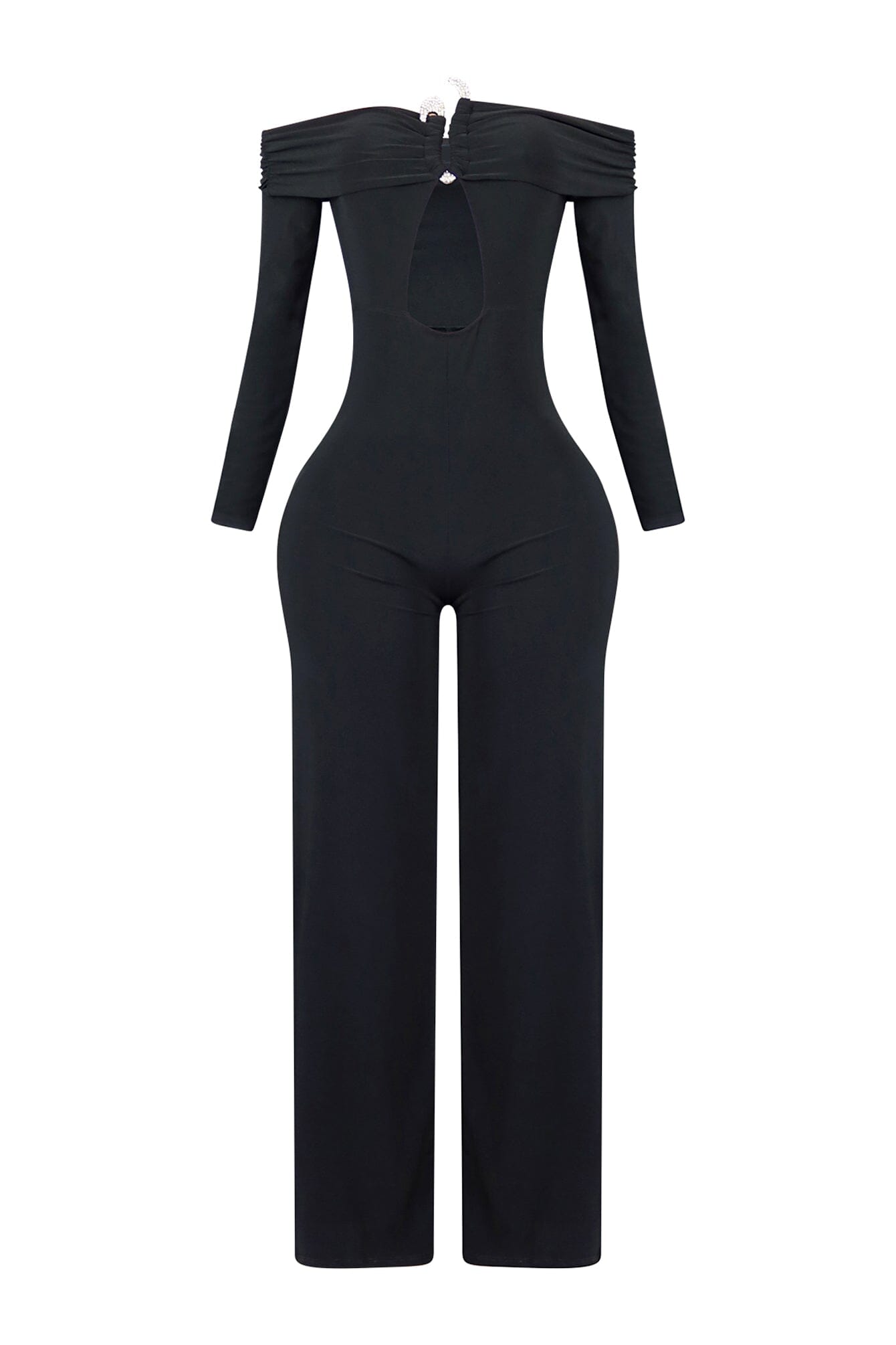Randy Rhinestone Off Shoulder Long Sleeve Jumpsuit