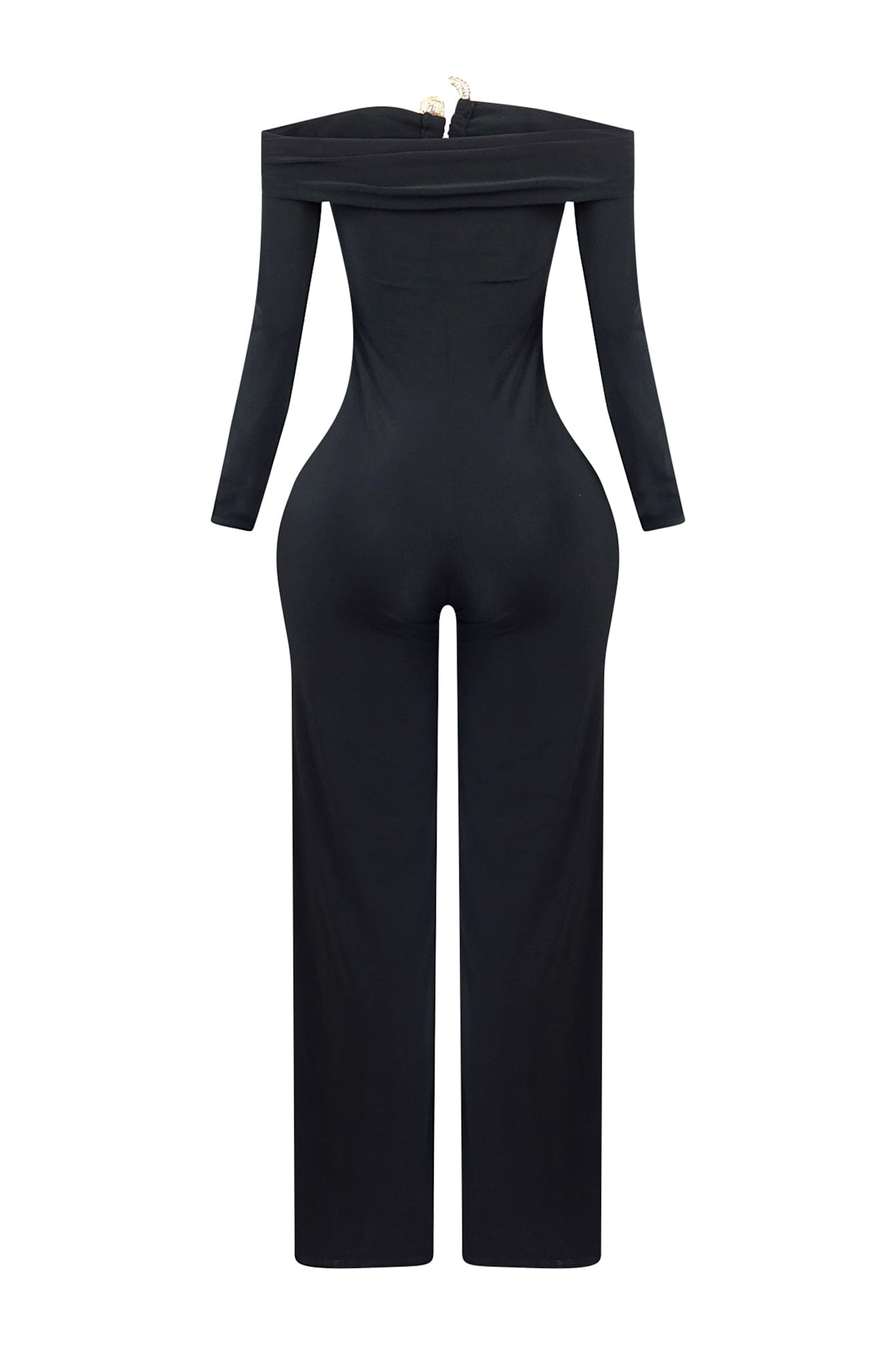 Randy Rhinestone Off Shoulder Long Sleeve Jumpsuit