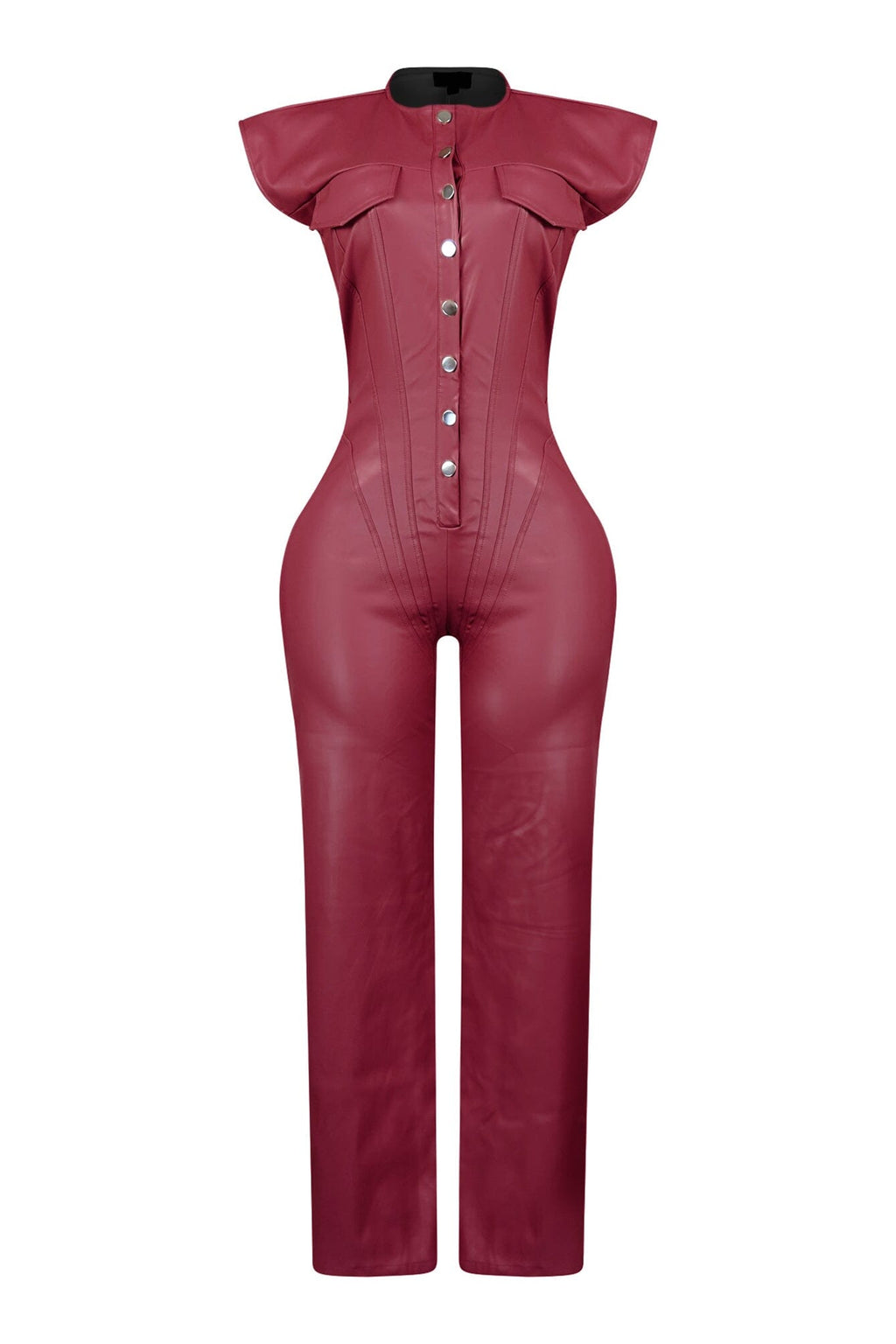 Kaiya PU Button Down Jumpsuit