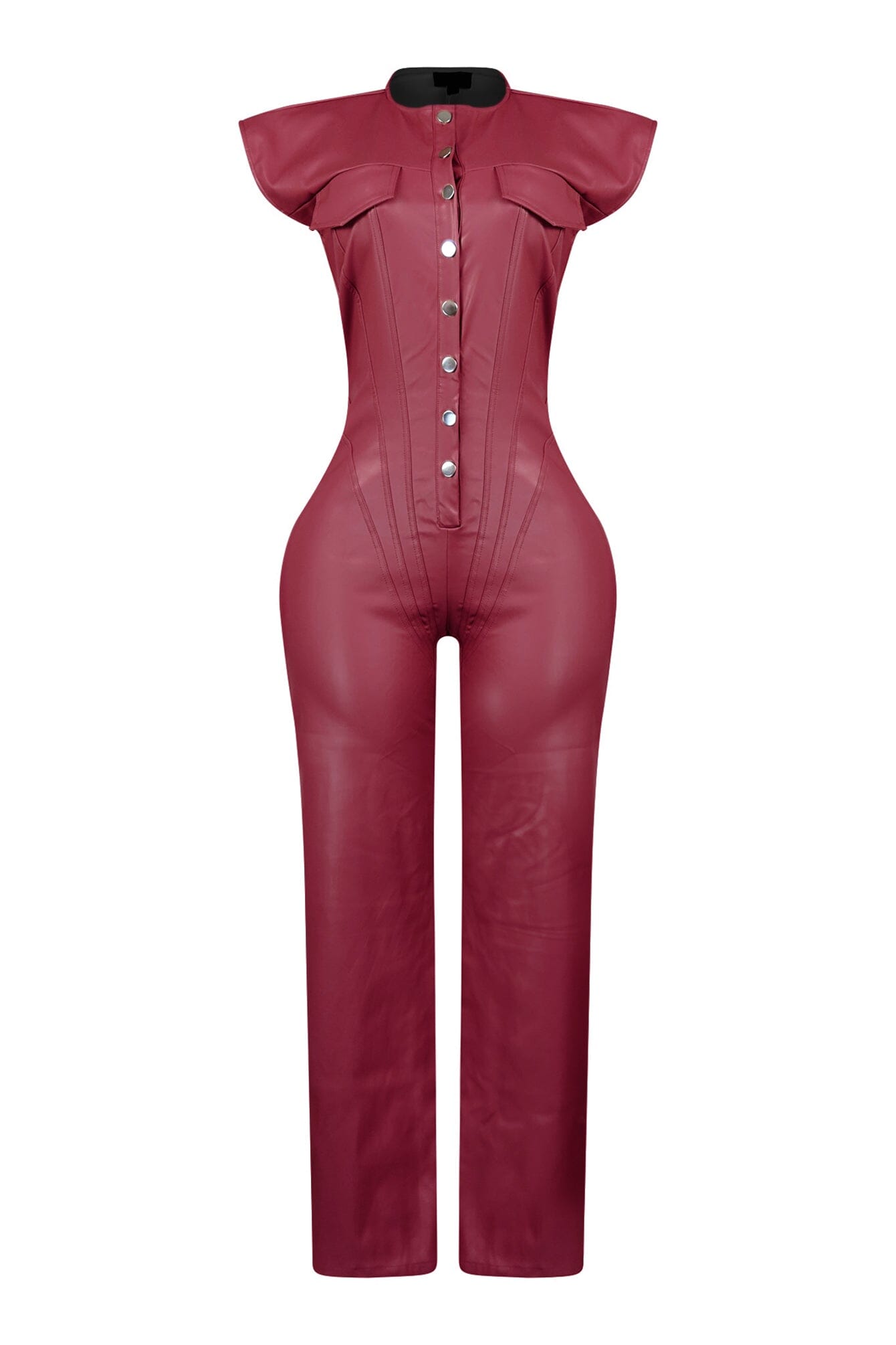 Kaiya PU Button Down Jumpsuit