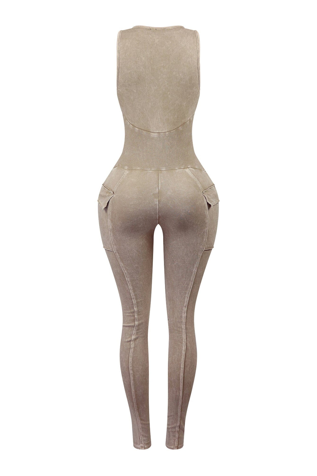 Nicole Mineral Washed Zip Up Sleeveless Jumpsuit