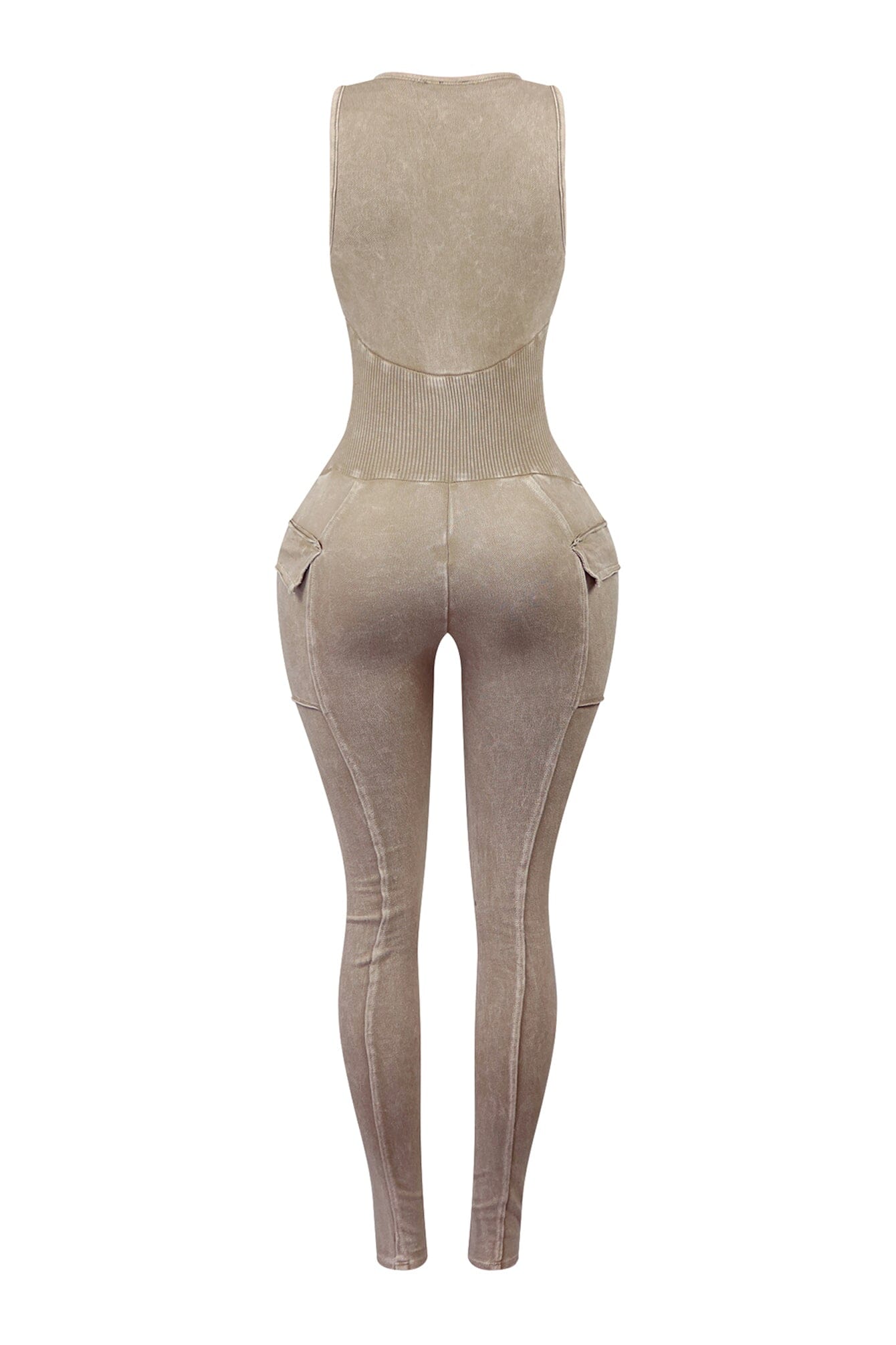 Nicole Mineral Washed Zip Up Sleeveless Jumpsuit