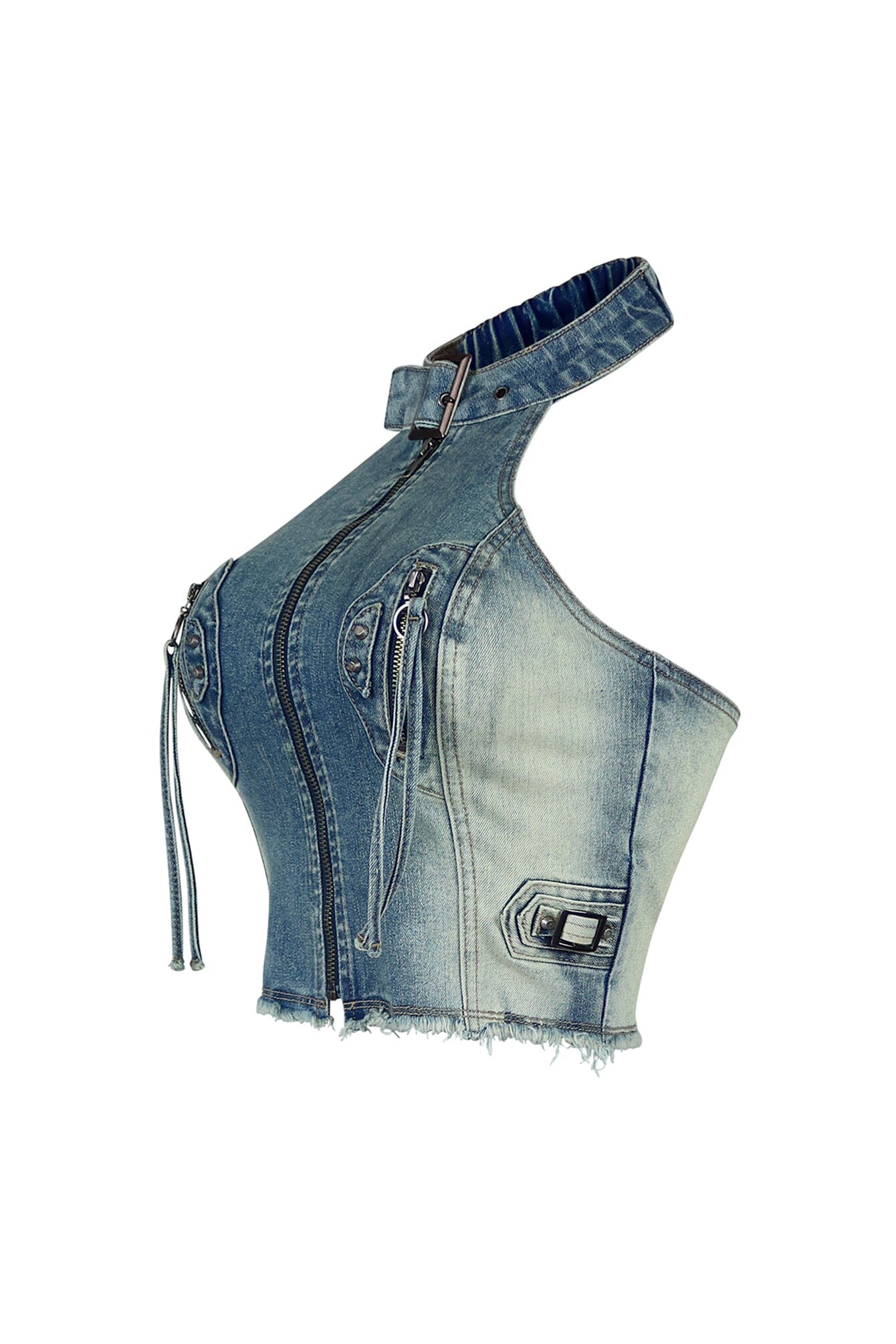 Riley Vintage Washed Halter Denim Top