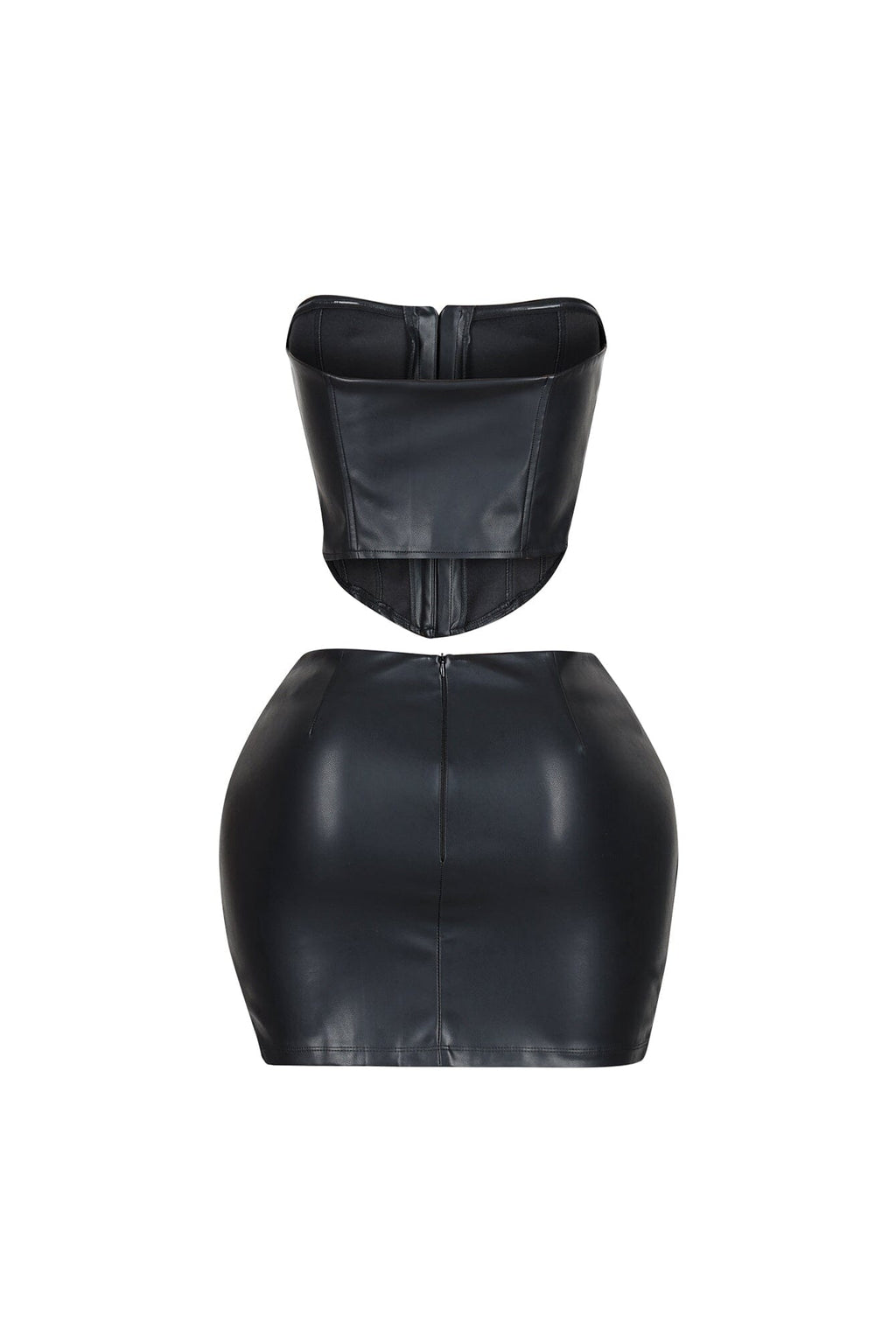 Baddie Style Leather Top & Skirt SET