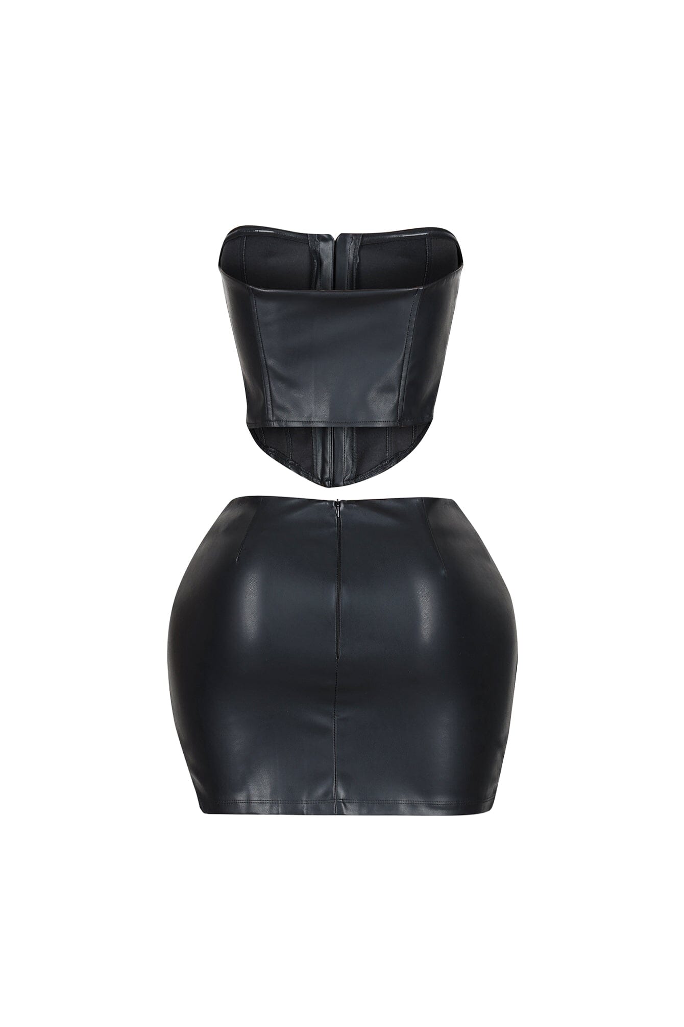 Baddie Style Leather Top & Skirt SET