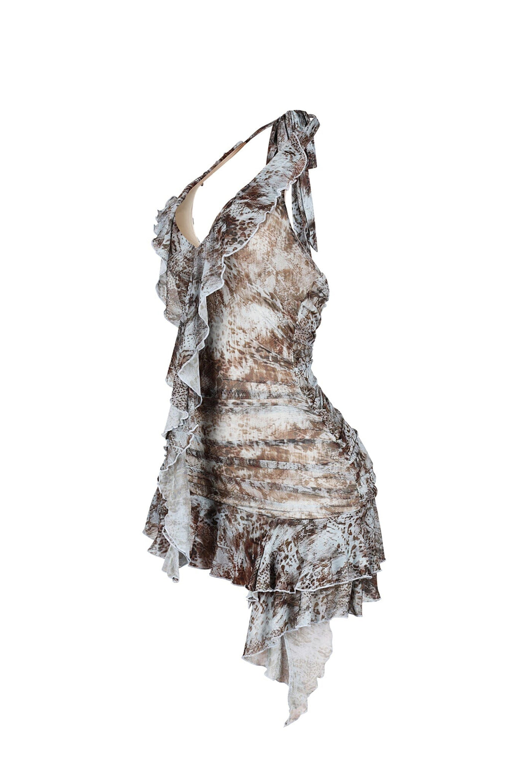 Bristol Mesh Print Halter Dress