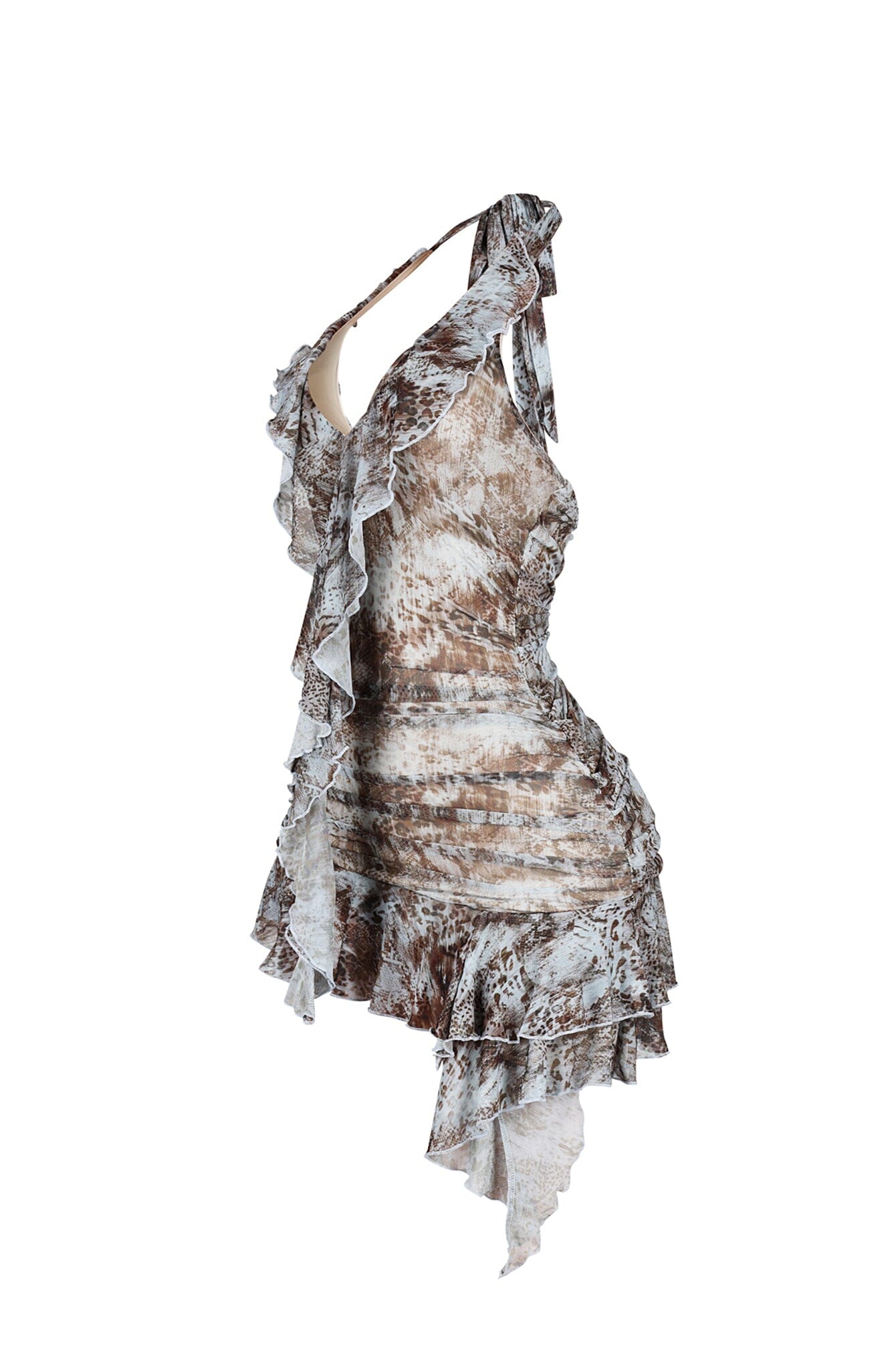 Bristol Mesh Print Halter Dress