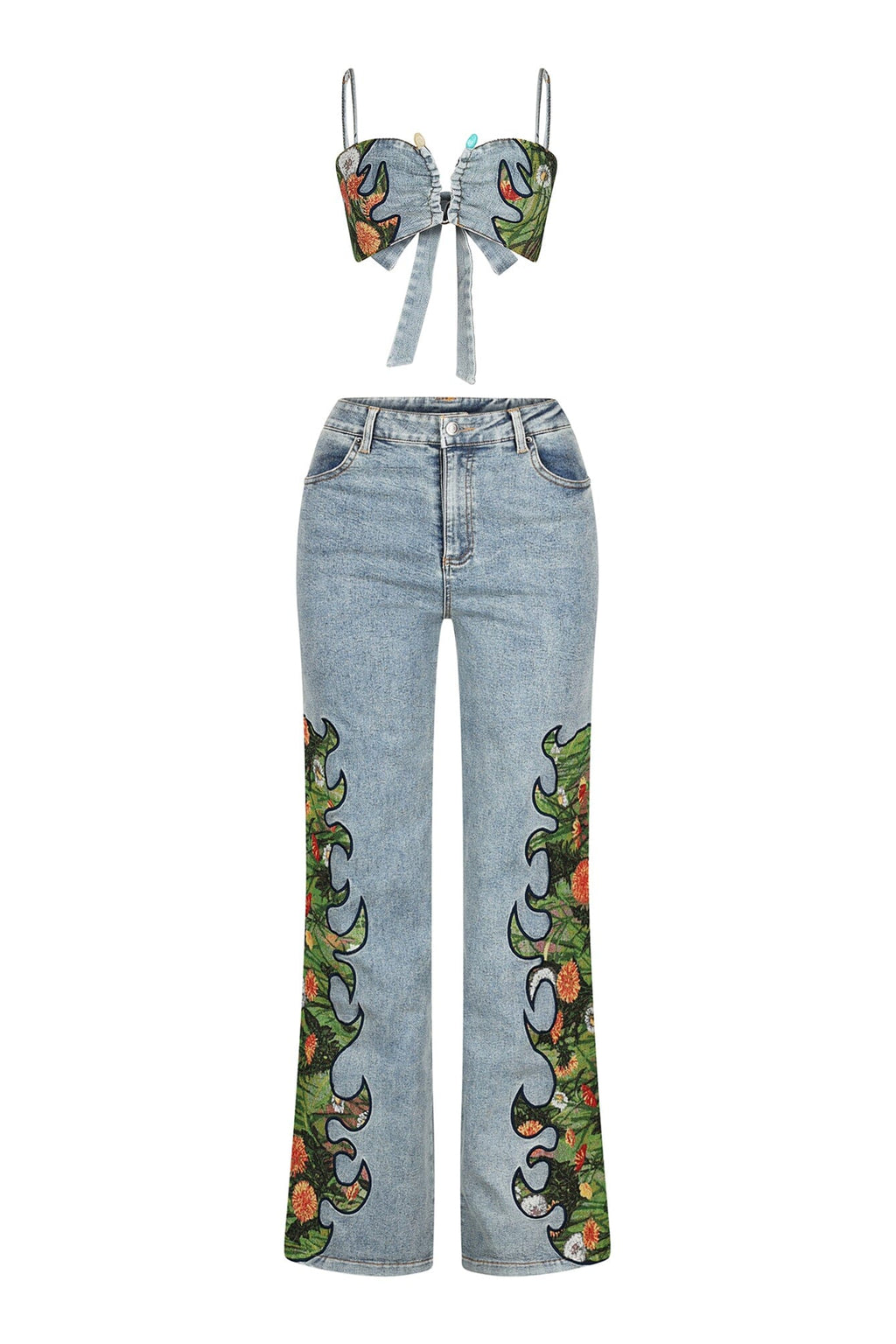 Cactus Blossom Denim Top & Pants SET