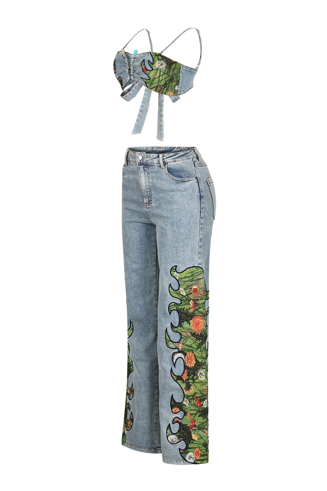 Cactus Blossom Denim Top & Pants SET