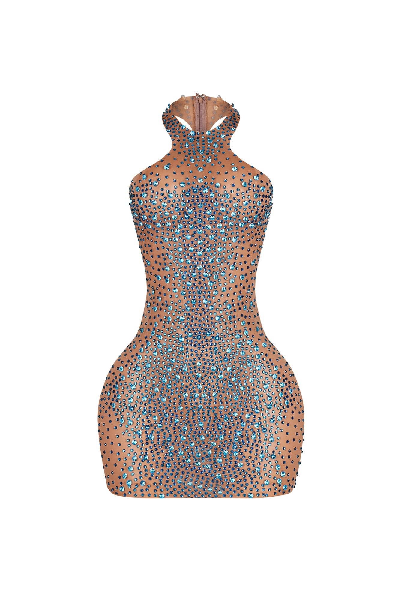Cobalt Glint Rhinestone Mini Dress