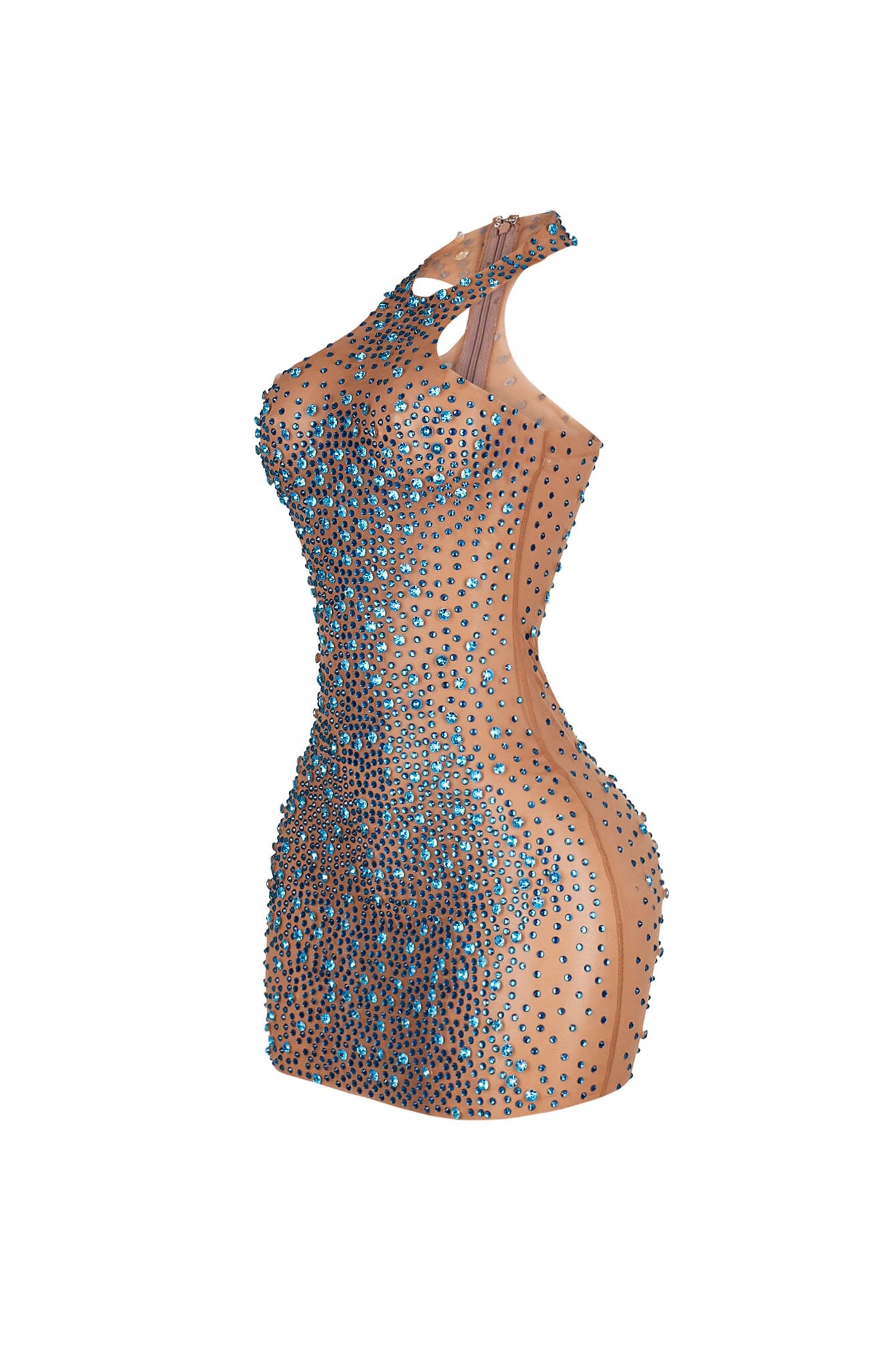 Cobalt Glint Rhinestone Mini Dress