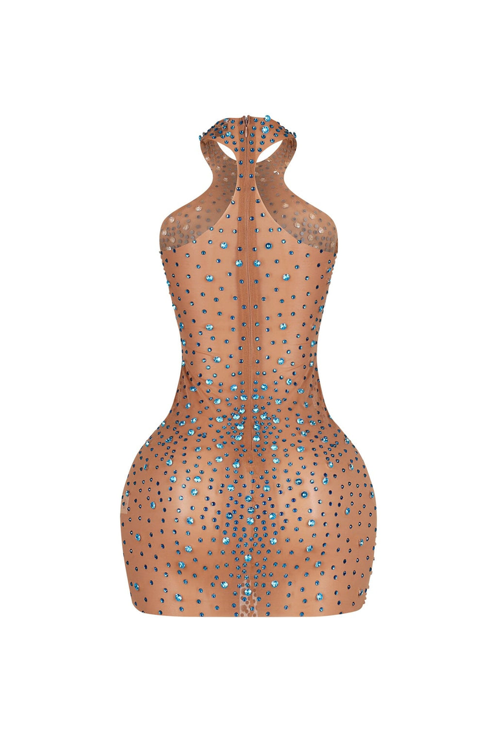 Cobalt Glint Rhinestone Mini Dress