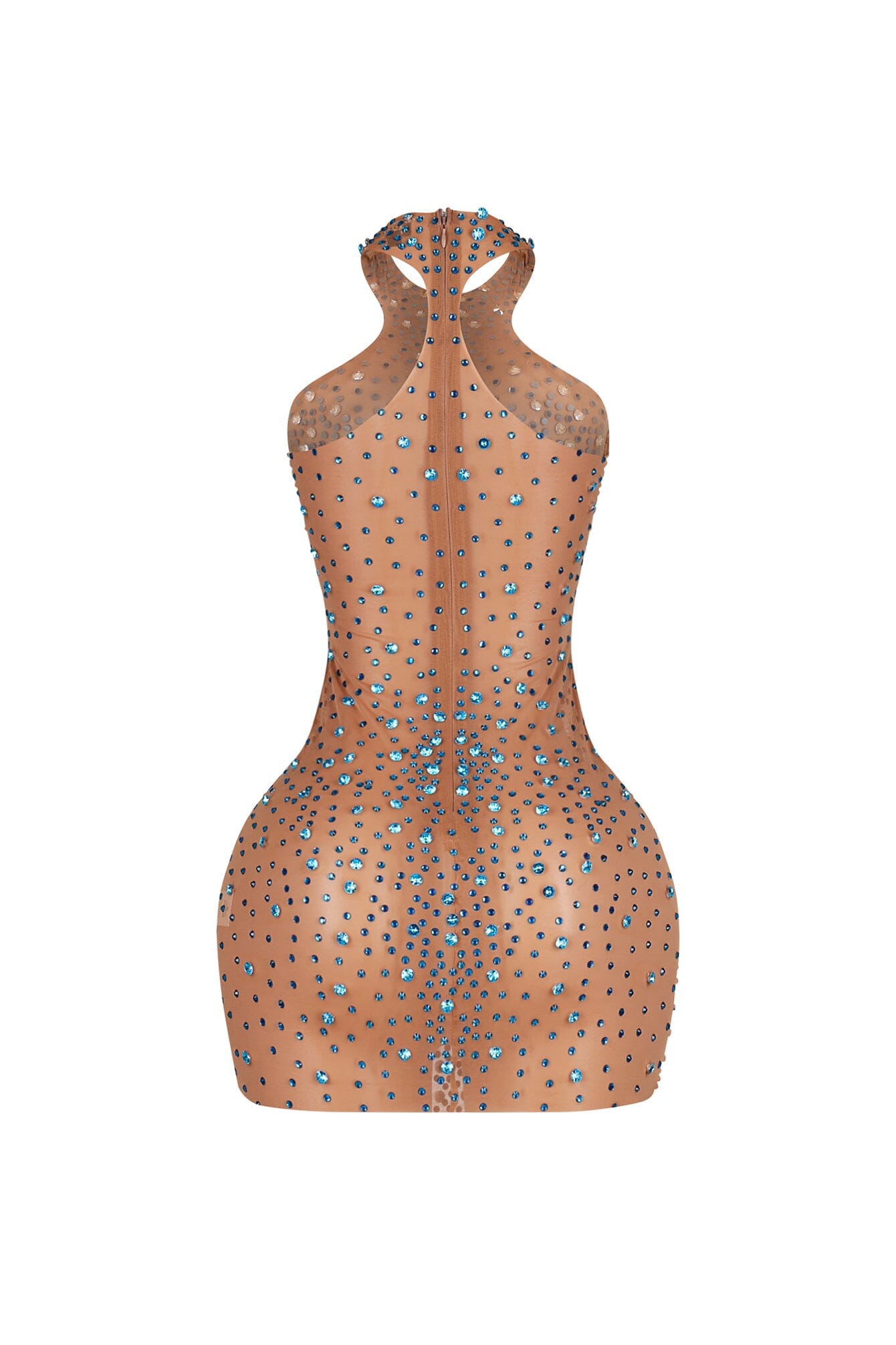 Cobalt Glint Rhinestone Mini Dress