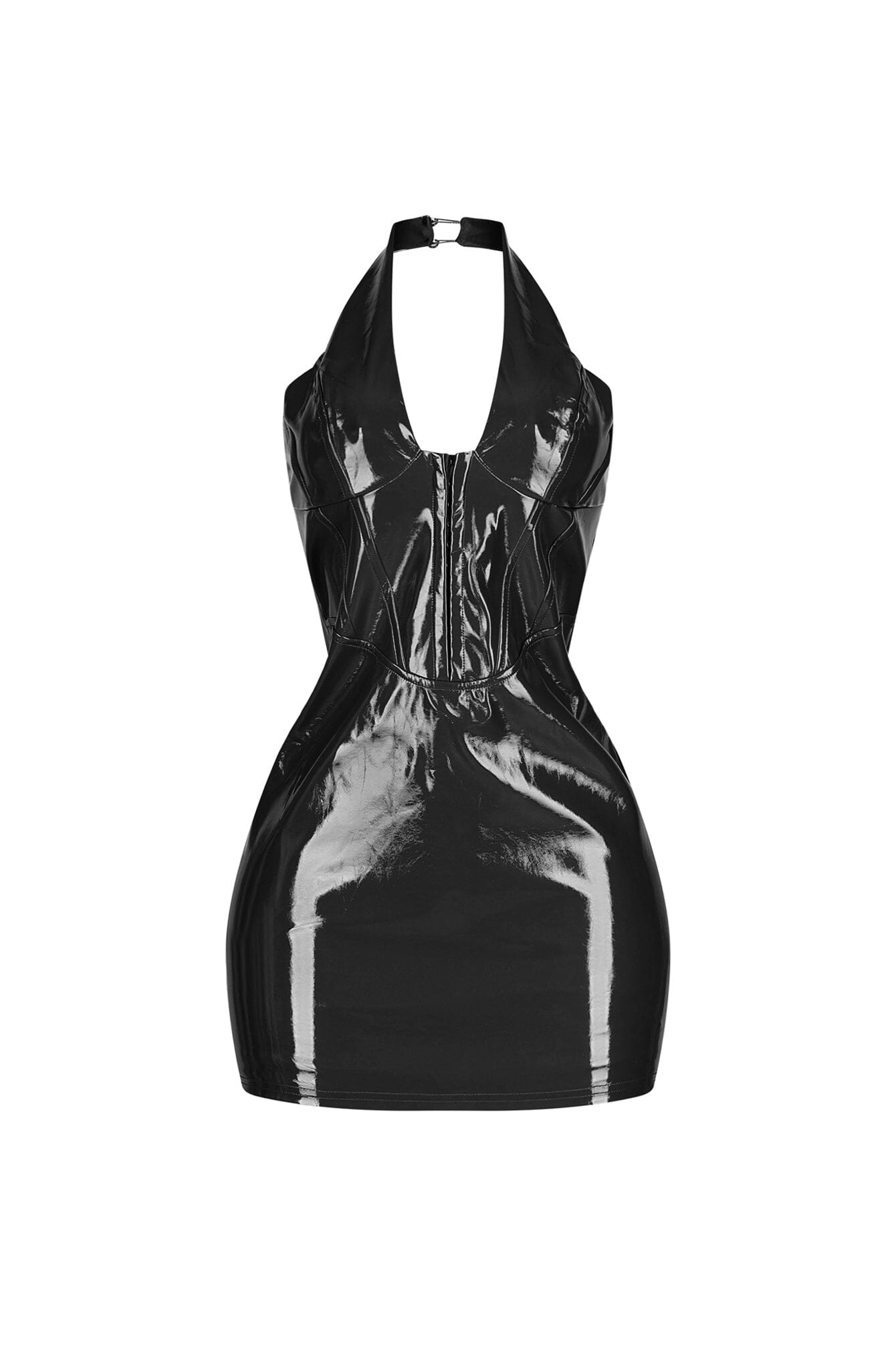 Soho Glossy Halter Mini Dress