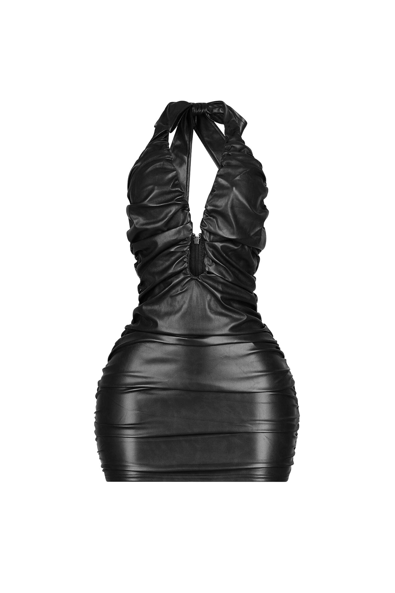 Houston Faux Leather Halter Dress