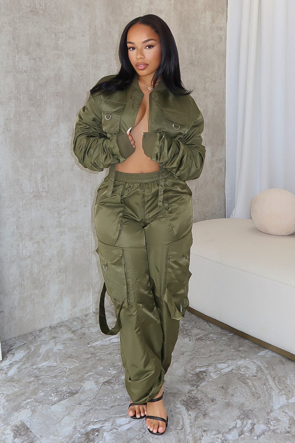 Elora Nylon Bomber Jacket & Jogger SET