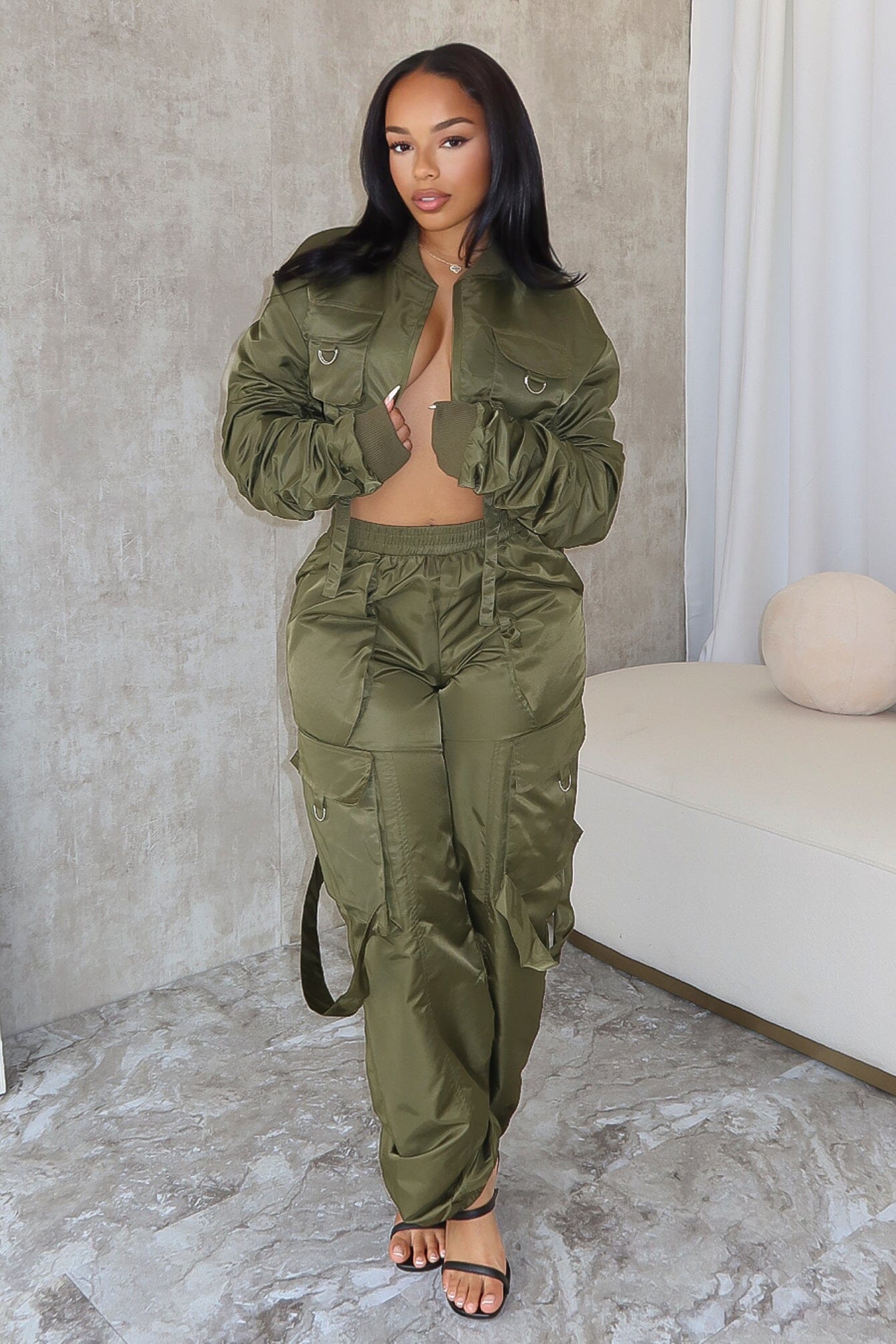 Elora Nylon Bomber Jacket & Jogger SET