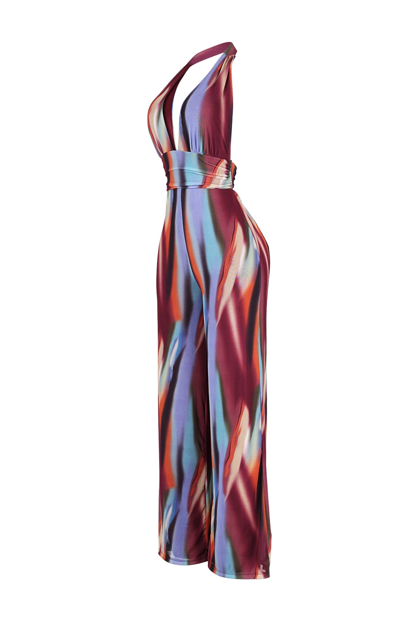 Luz Mesh Print Halter Jumpsuit