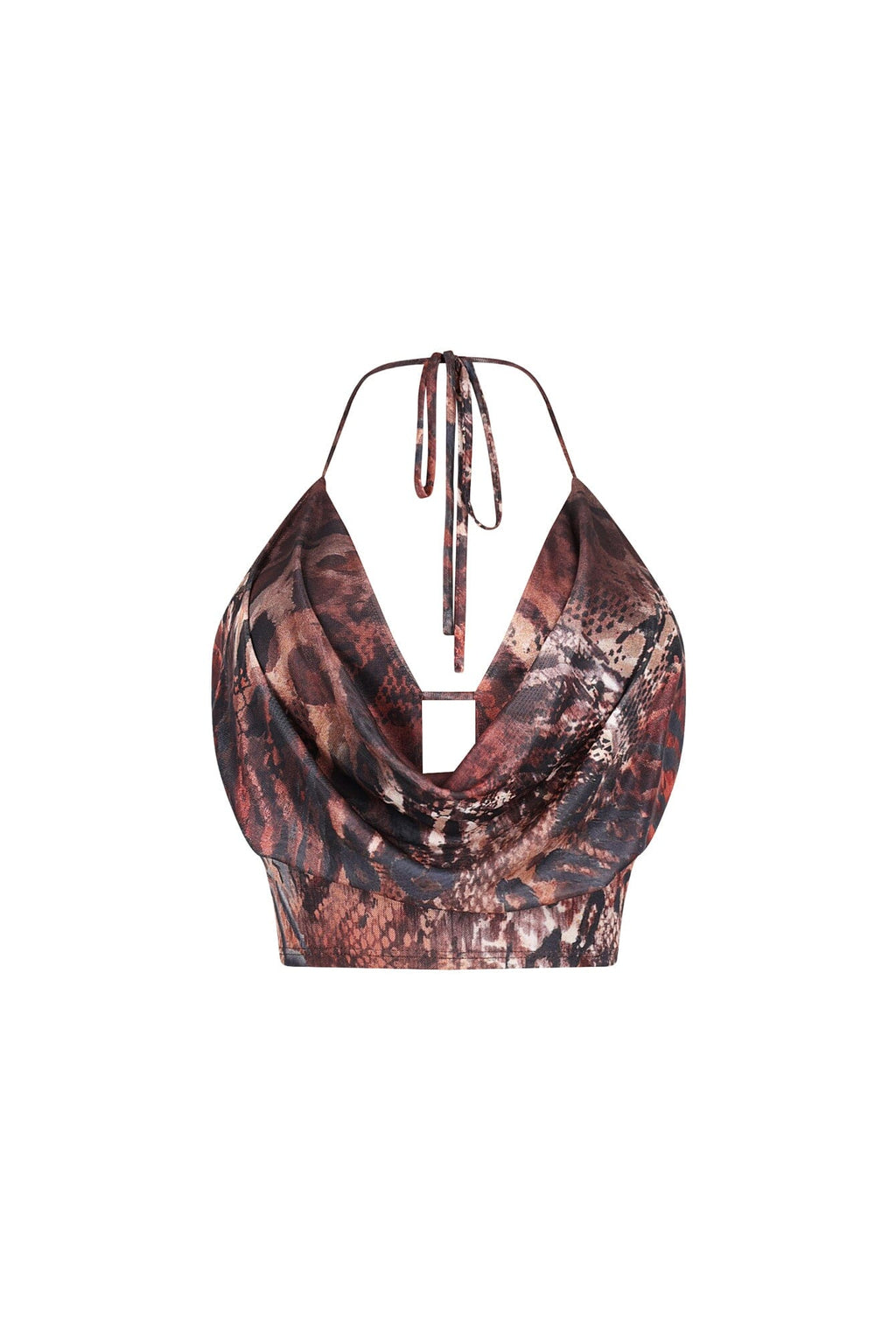 Peek Mode Mesh Print Halter Top