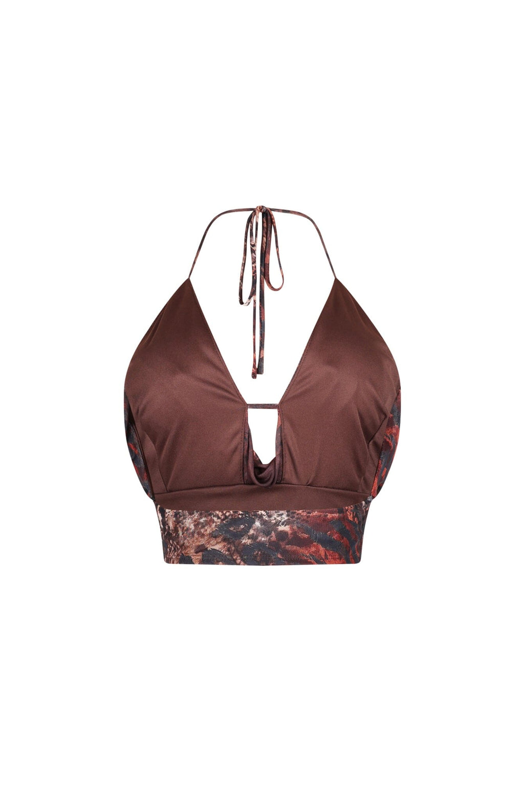 Peek Mode Mesh Print Halter Top