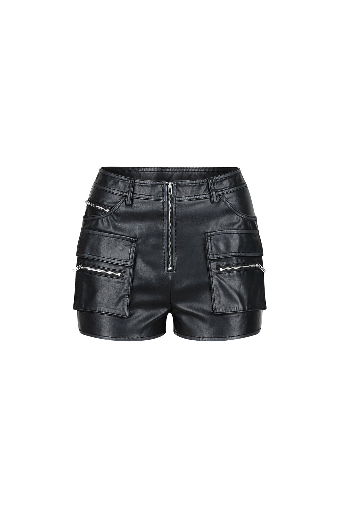 Perth Washed Faux Leather Cargo Shorts