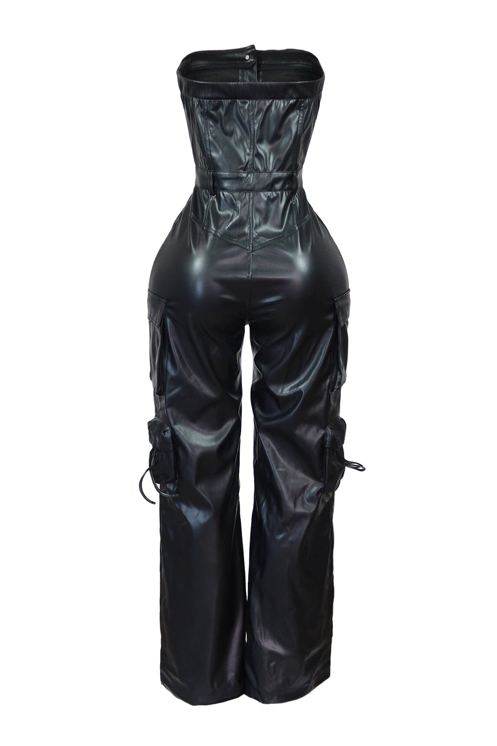 Perfect Night PU Cargo Jumpsuit