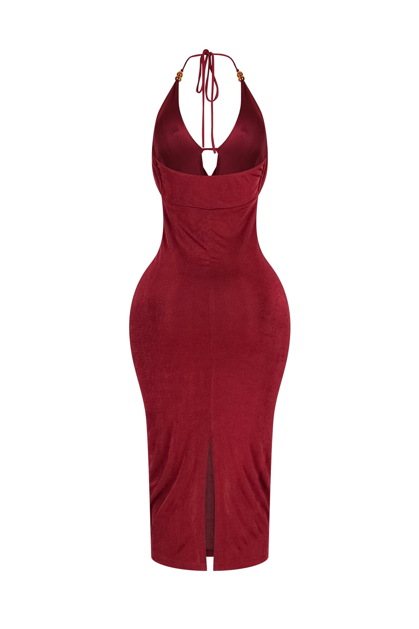 Truffle Slinky Cowl Neck Halter Midi Dress