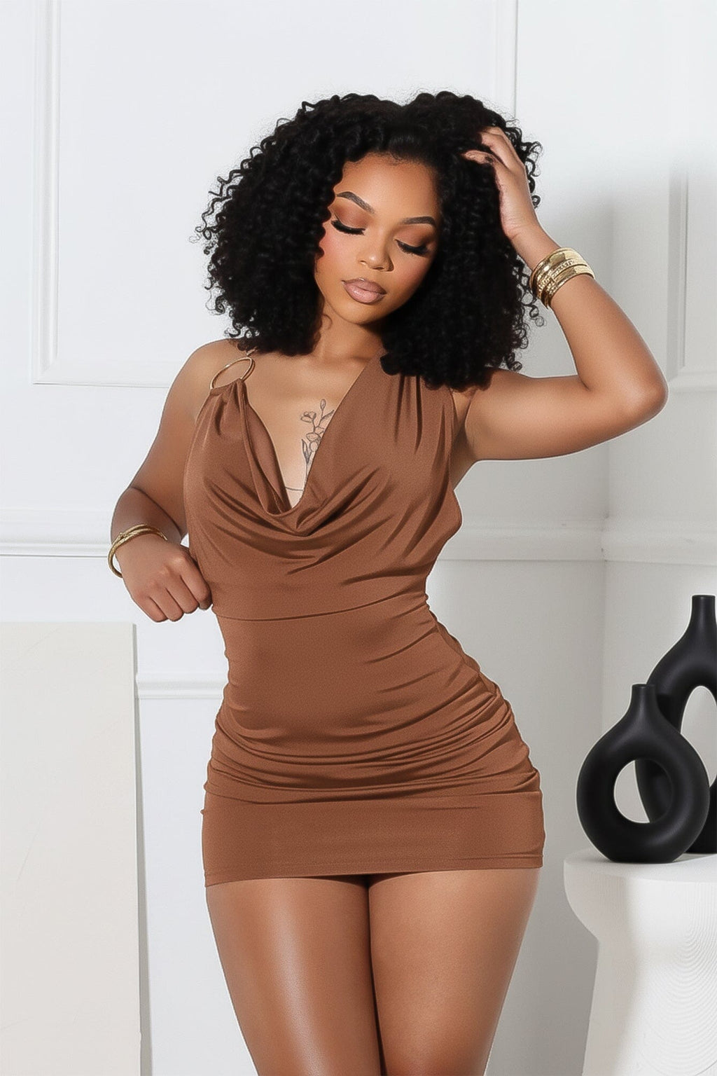 Lenvolee Halter Mini Dress