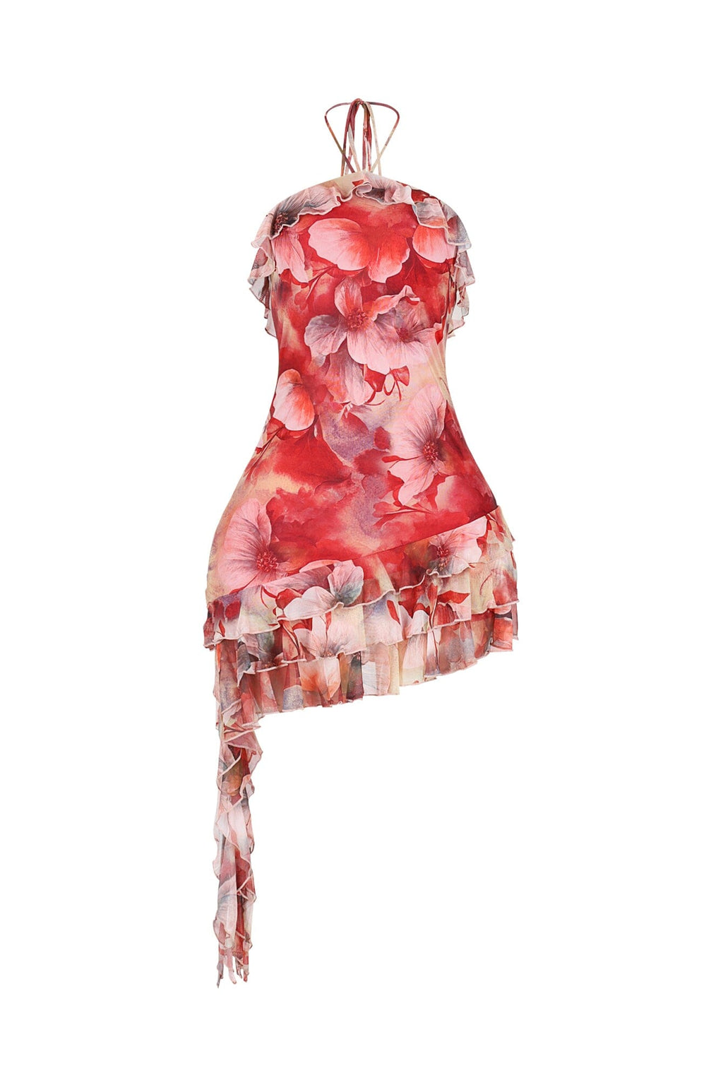 Rosefall Asymmetry Midi Dress